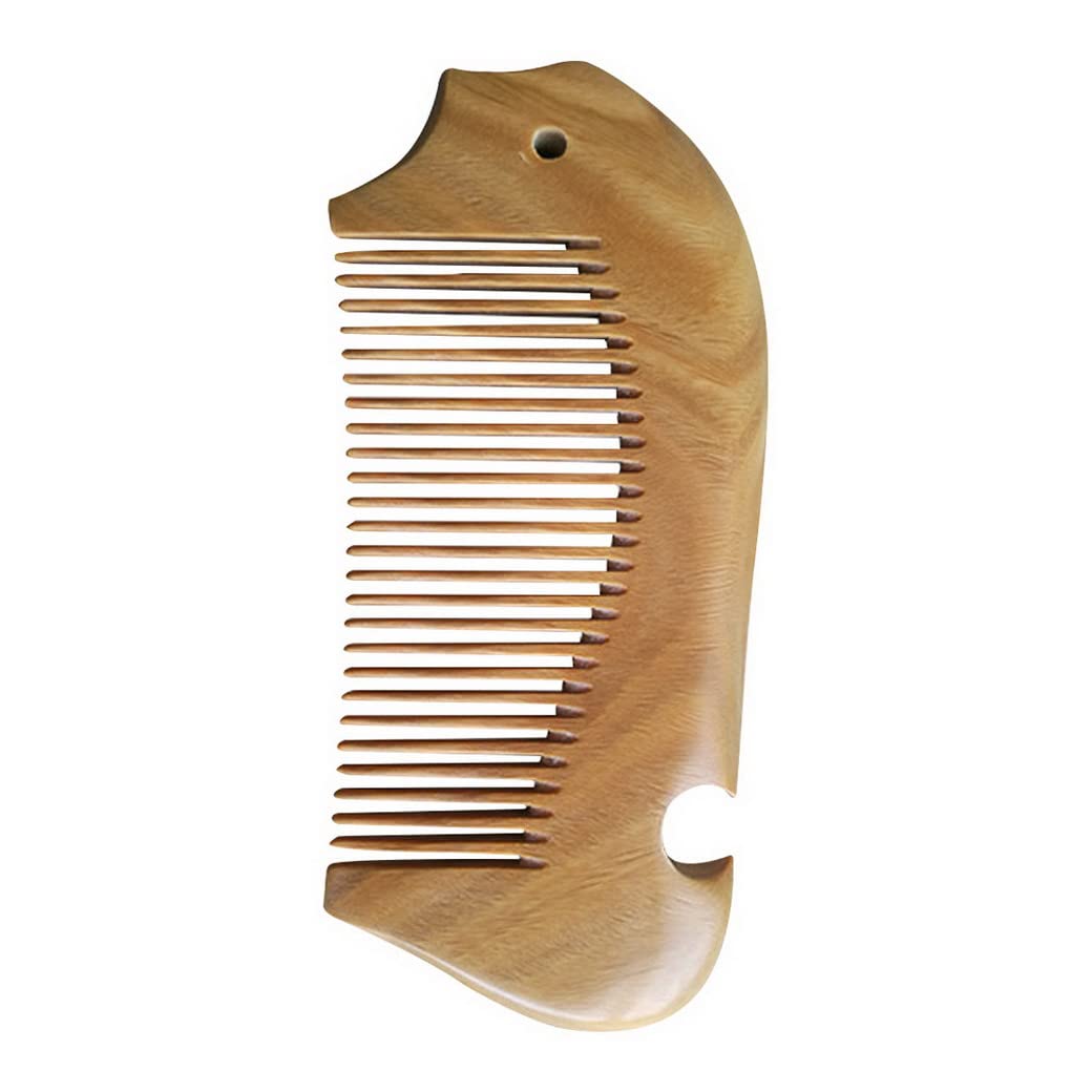 Natural Sandalwood Comb for Curly Hair - Wide Tooth Wooden Comb with Anti-Static & Massage Design, Hand-Carved Sandalwood Detangling Comb for Smooth & Healthy Hair - Perfect for Daily Hair Care, Travel & Gifting