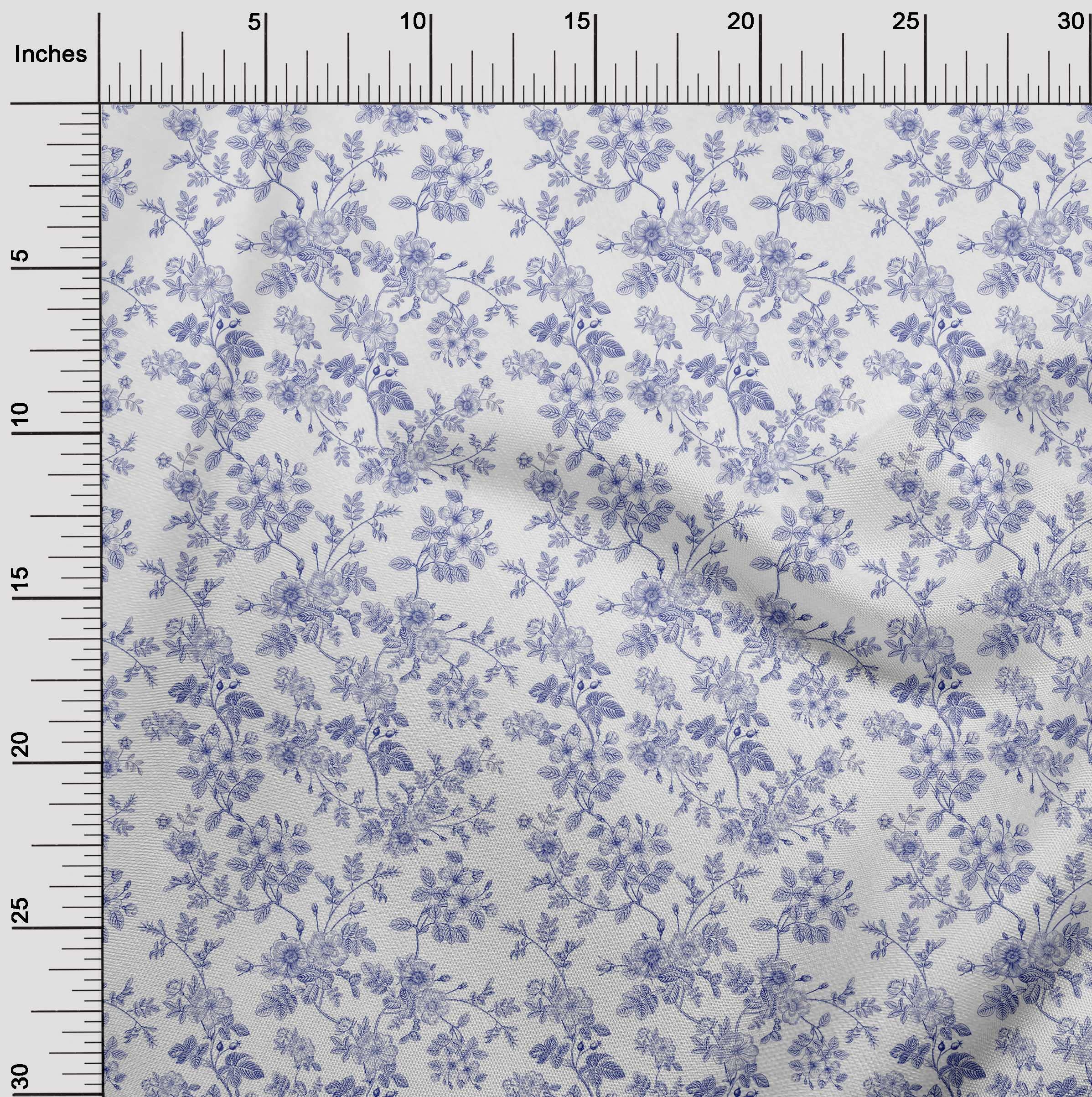 oneOone Rayon White Baroque Print Fabric - 56 Inch Wide Sewing Material for DIY Clothing, Dresses & Home Decor | Premium Quality by The Yard