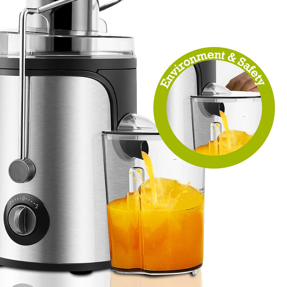 CLIPOP 600W Electric Juicer Machine - Wide Mouth Centrifugal Juicer for Whole Fruits & Vegetables, Stainless Steel Juice Extractor with Dual Speed & Overload Protection, Easy to Clean - Perfect for Healthy Juicing at Home, Gym or Office