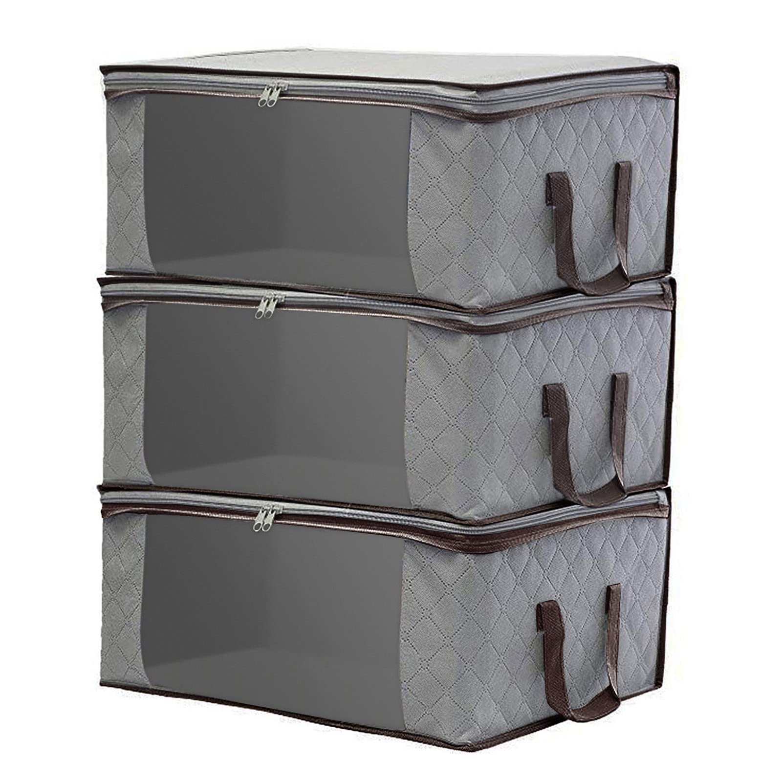 Foldable Storage Boxes for Closet & Home Organization - Gray Fabric Bins for Clothes, Bags & Accessories | Space-Saving Storage Solution for Bedroom, Nursery & Dorm | Multipurpose Home Organizer Container (One Size)