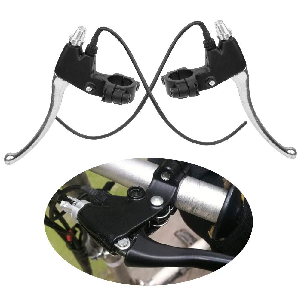 Premium Aluminum Alloy Bike Brake Levers Set - Left & Right Handlebars with Brake Cable - Compatible with Electric Bicycles & Mountain Bikes - Perfect for Rear Brake Replacement & Handlebar Grip Upgrades