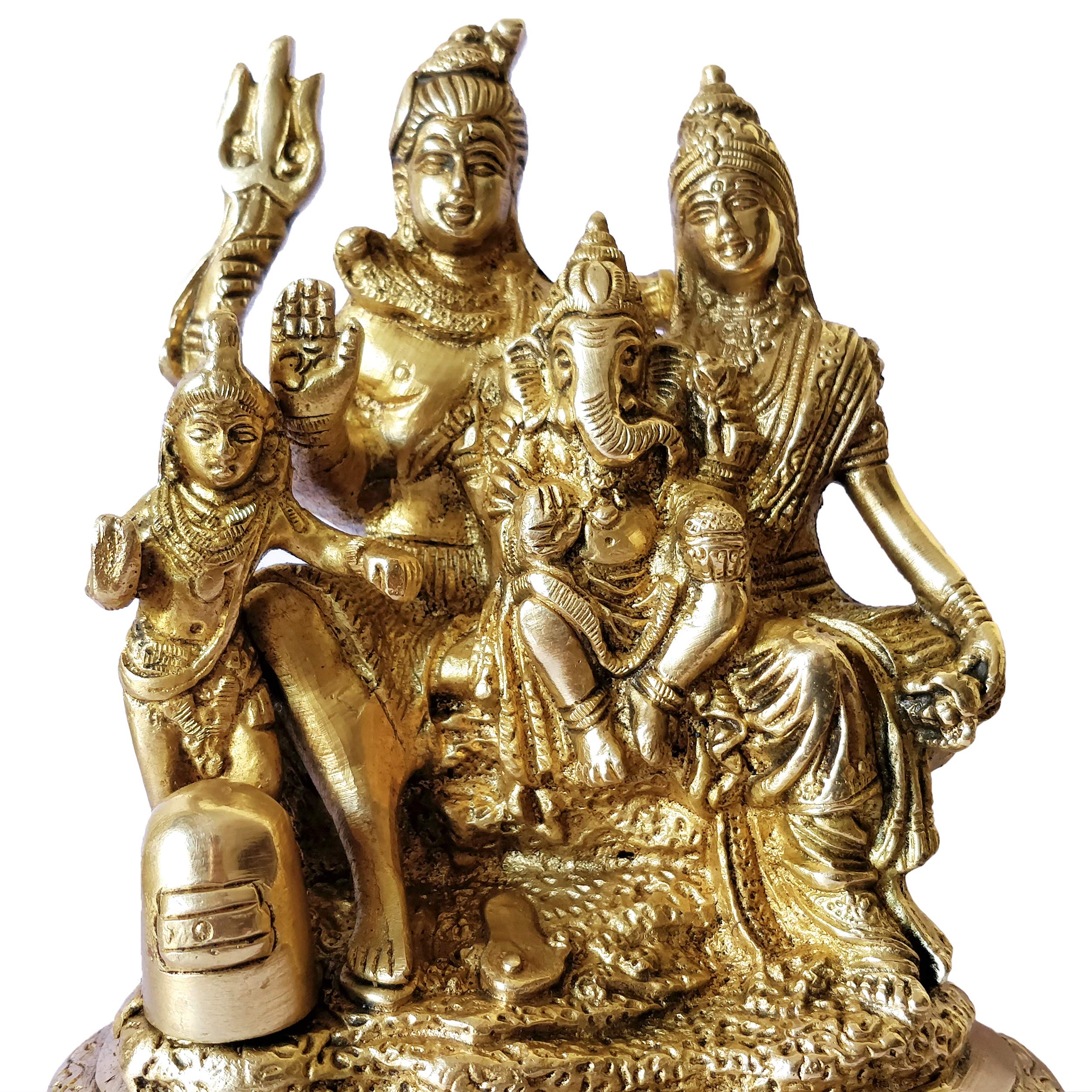 Handcrafted Brass Statue of Lord Shiva, MATA Parvati, Ganesha & Kartikeya - Hindu God Idol for Pooja Mandir, Home Decor & Spiritual Gifts - Perfect for Meditation, Worship & Indian Festival Celebrations