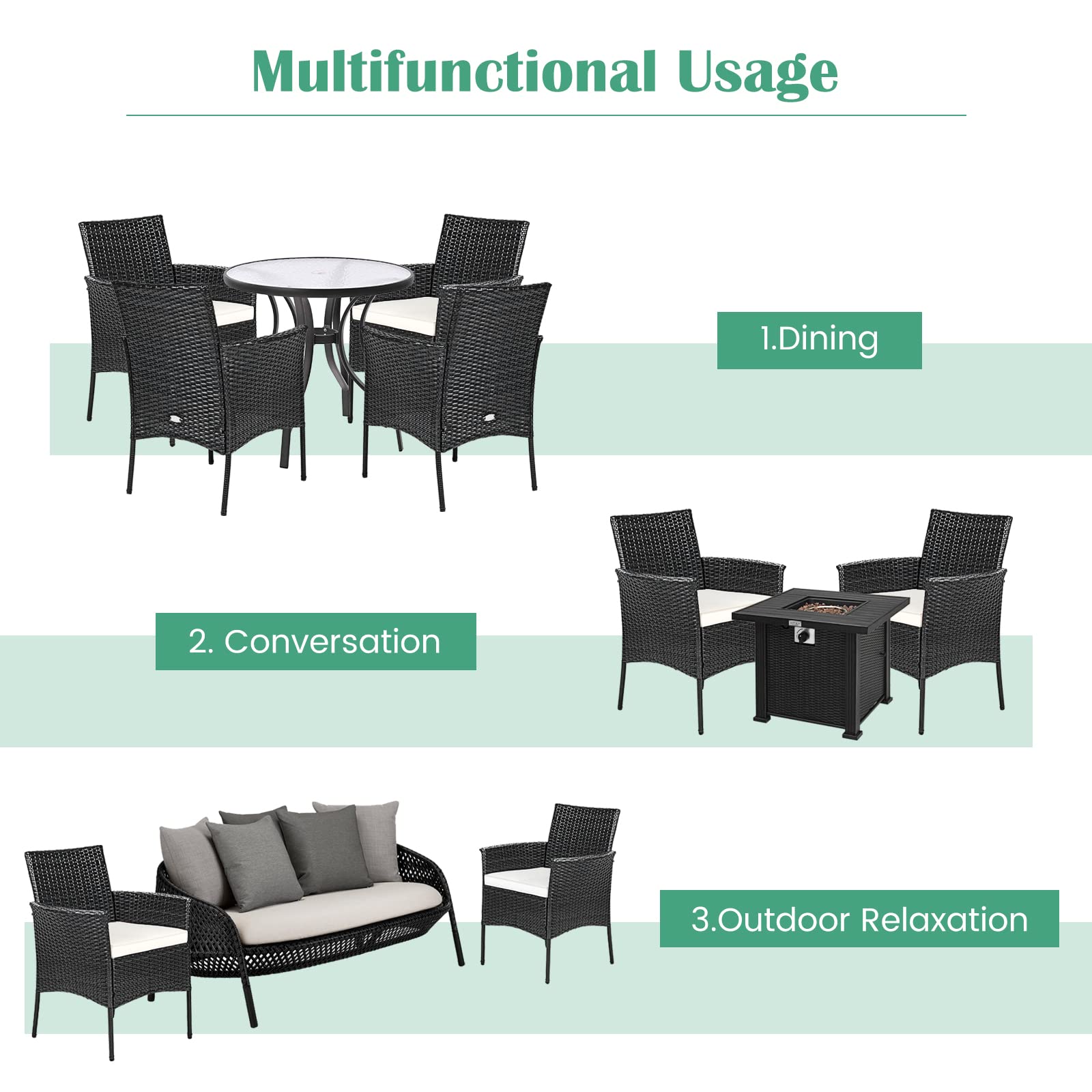 2PCS Rattan Patio Chair Set with Cushions & Armrests - Lightweight Outdoor Deck Chairs for Backyard, Balcony, Poolside, Garden - Easy Assembly & Weather-Resistant - Perfect for Relaxing, Sunbathing or Entertaining Guests