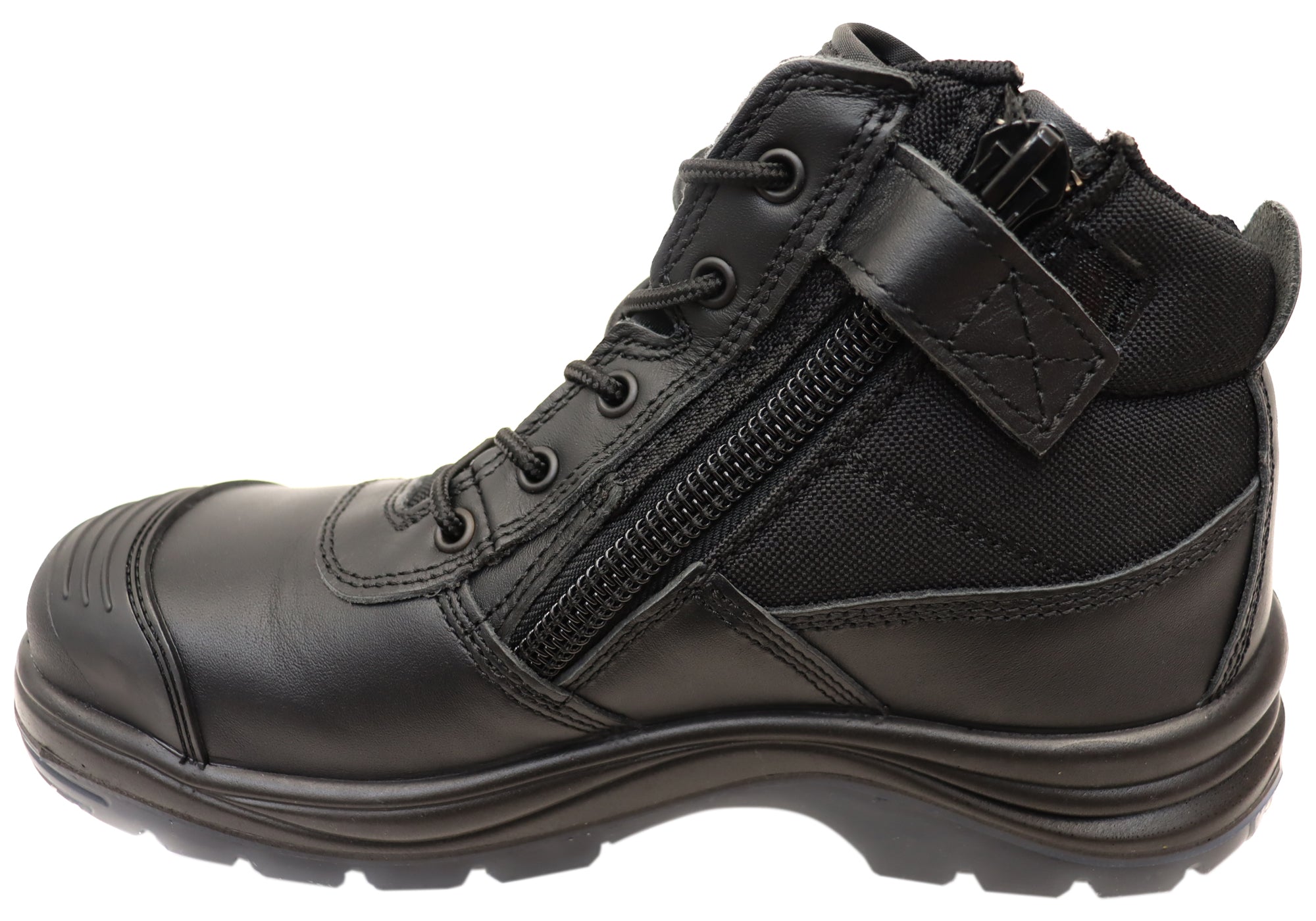 KingGee Men's Steel Toe Work Boots - Black Safety Boots for Construction, Warehouse & Outdoor Work | Durable Tradie Footwear