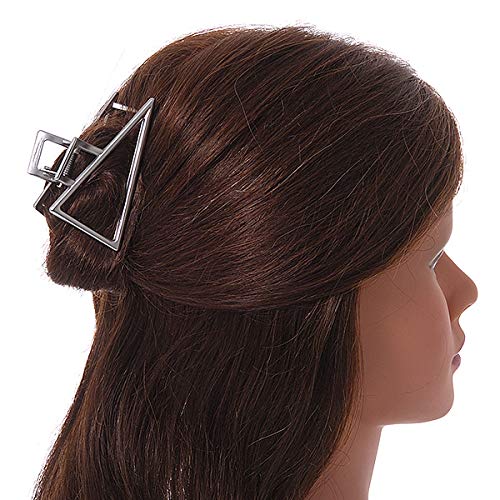 Avalaya Matte Silver Geometric Triangle Hair Claw Clip - 75mm Wide | Perfect for Updos, Ponytails & Half-Up Hairstyles