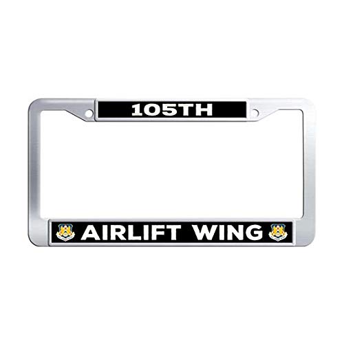 105th Airlift Wing Air Force Air National Guard Stainless Steel License Plate Frame - Durable Car Tag Holder for Military Supporters & Proud Veterans - Perfect for Cars, Trucks & SUVs