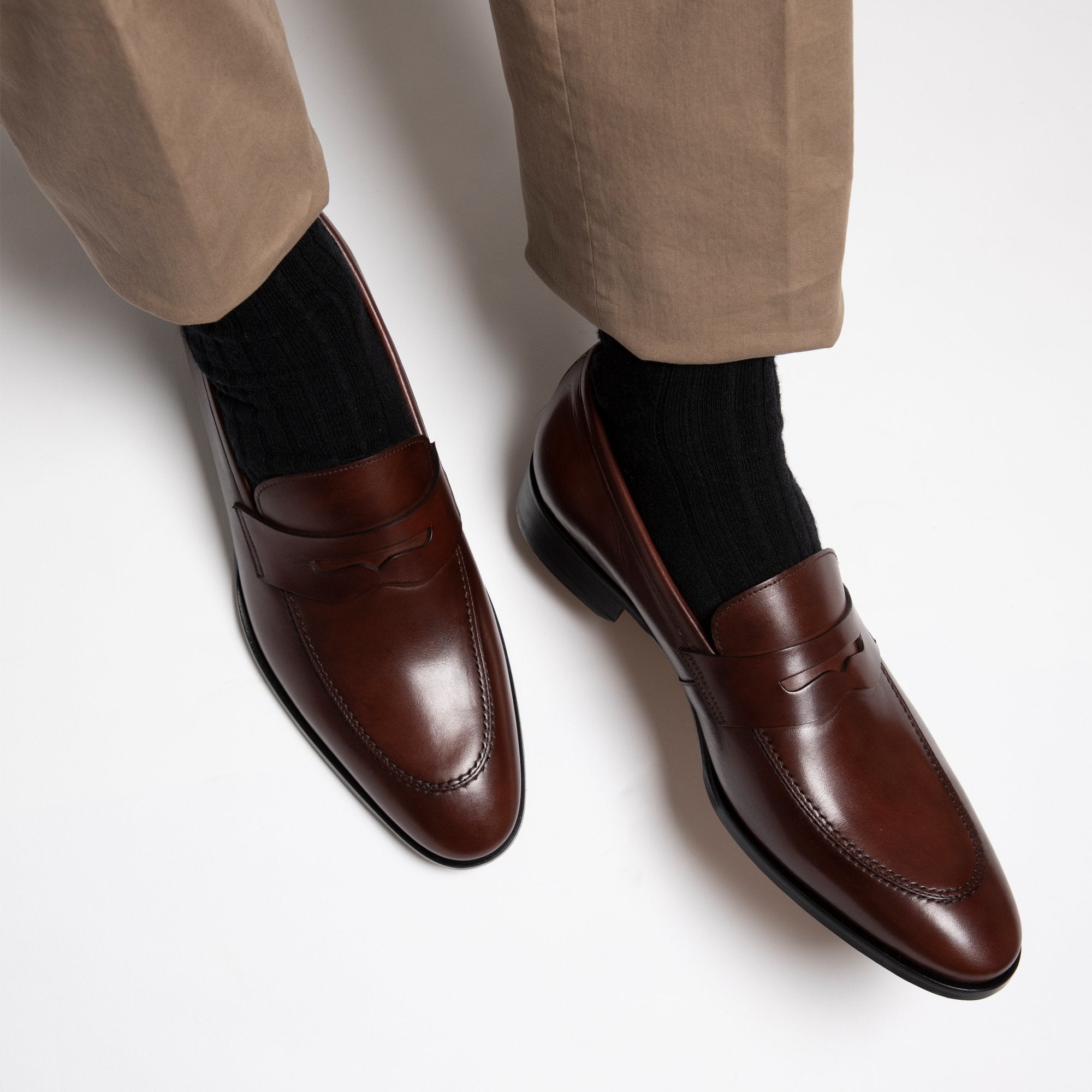 HENRY SARTORIAL Men's Campbell Loafers in Cherry Red - Comfortable Slip-On Dress Shoes for Business, Office & Formal Occasions