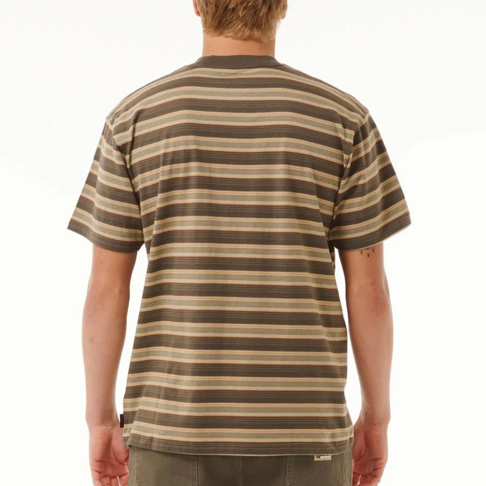 Rip Curl Search Stripe T-Shirt for Men - Comfortable Cotton Short Sleeve Tee for Surfing, Beach & Casual Wear
