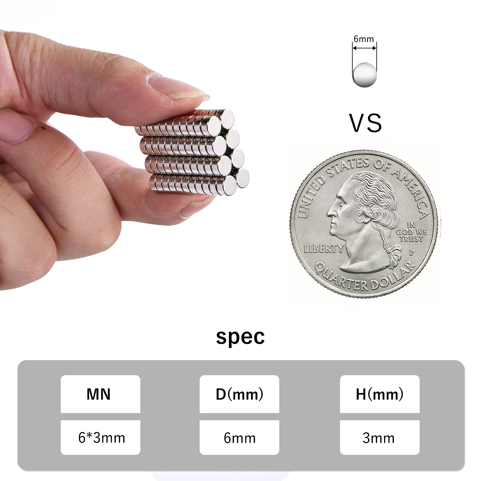 RHINOCATS Strong Small Round Fridge Magnets - 6mm x 3mm (DxH) Tiny Craft Magnets for Nail Clippers, DIY Projects & Office Organization - 60 Pack
