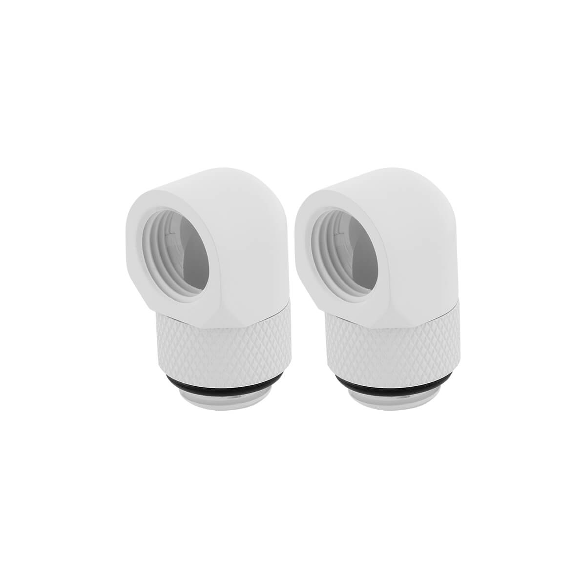 Corsair Hydro X Series XF 90° Angled Rotary Adapter Twin Pack - White | High-Performance PC Water Cooling Fittings | Perfect for Custom Liquid Cooling Loops & PC Builds