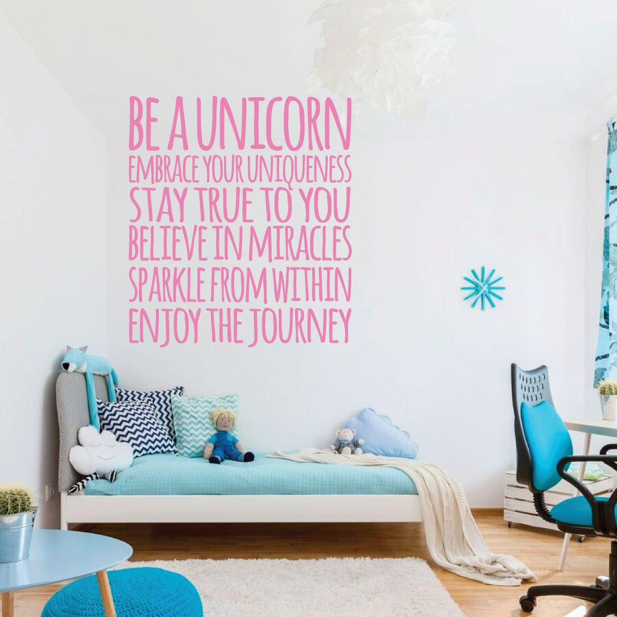 Unicorn Wall Decal - Stay True - Removable Vinyl Wall Art for Girls Room, Nursery, Playroom & Bathroom - Kids Bedroom Decor - Perfect for Birthday Parties, Baby Showers & Home Decoration