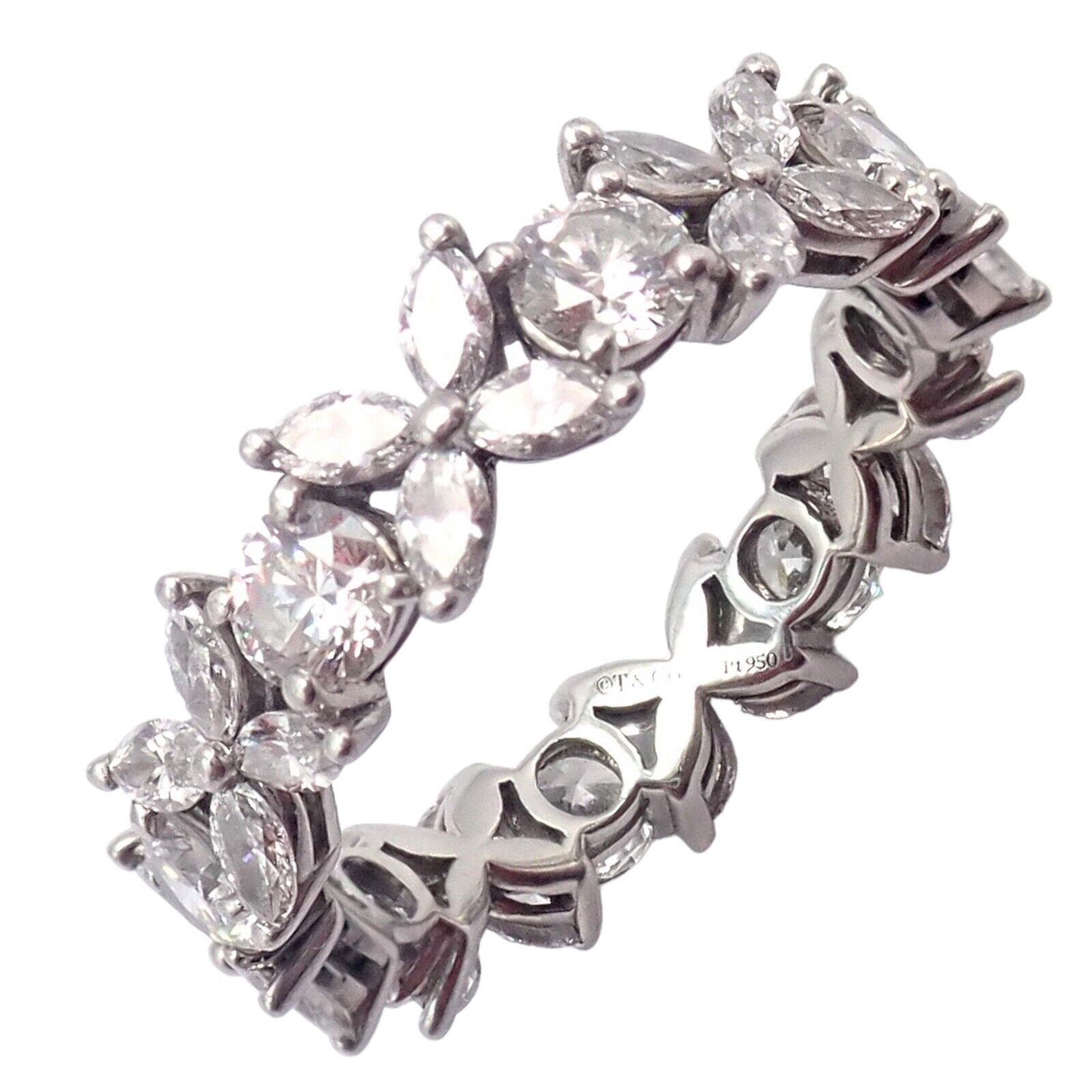 Tiffany & Co Platinum Alternating 1.93ct Diamond Victoria Band Ring Size 6 - Elegant Wedding Band, Anniversary Gift for Her, Luxury Diamond Jewelry for Special Occasions