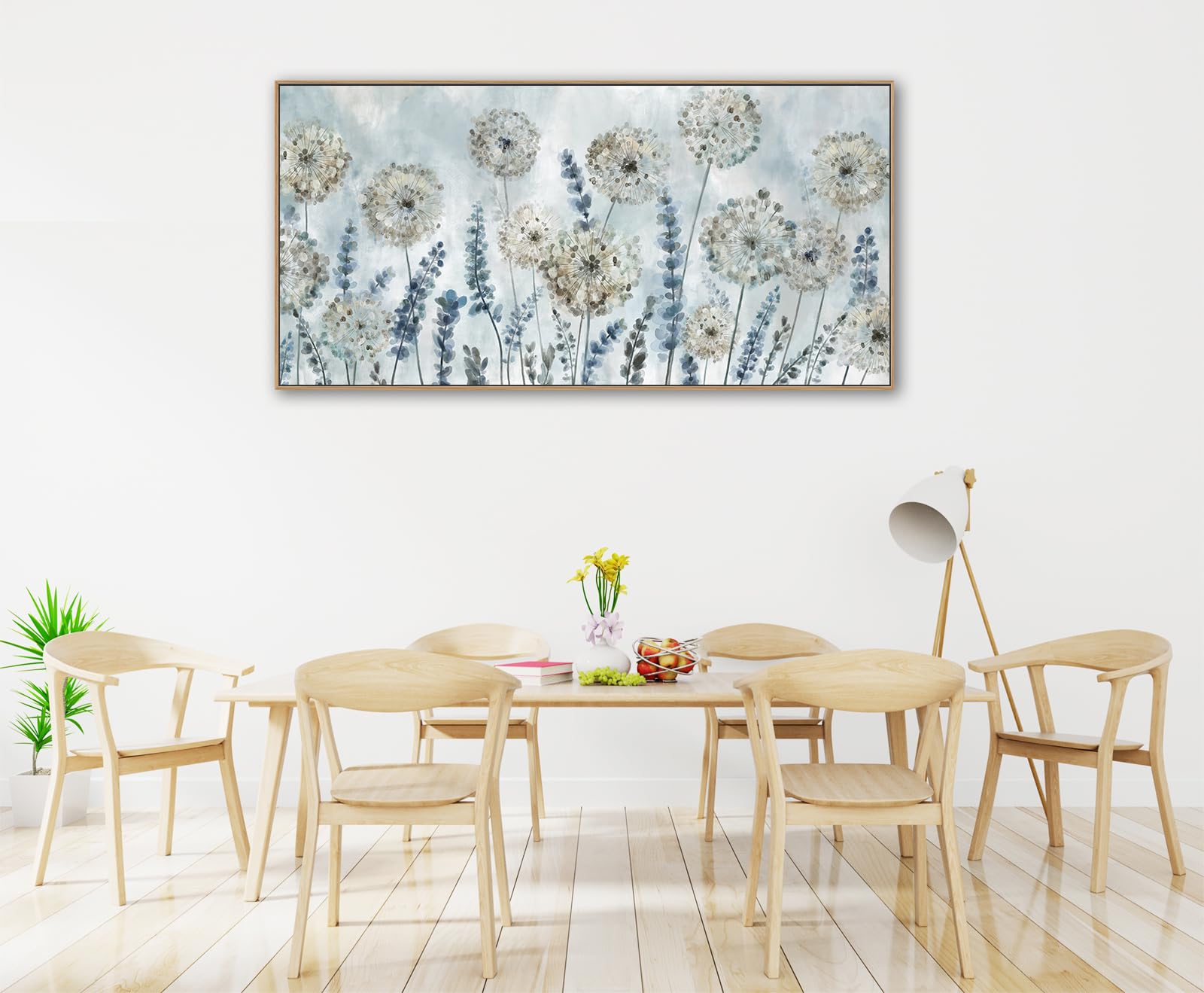 VEAEE Farmhouse Canvas Wall Art - Dandelion Flower Nature Abstract Grass Painting, 24