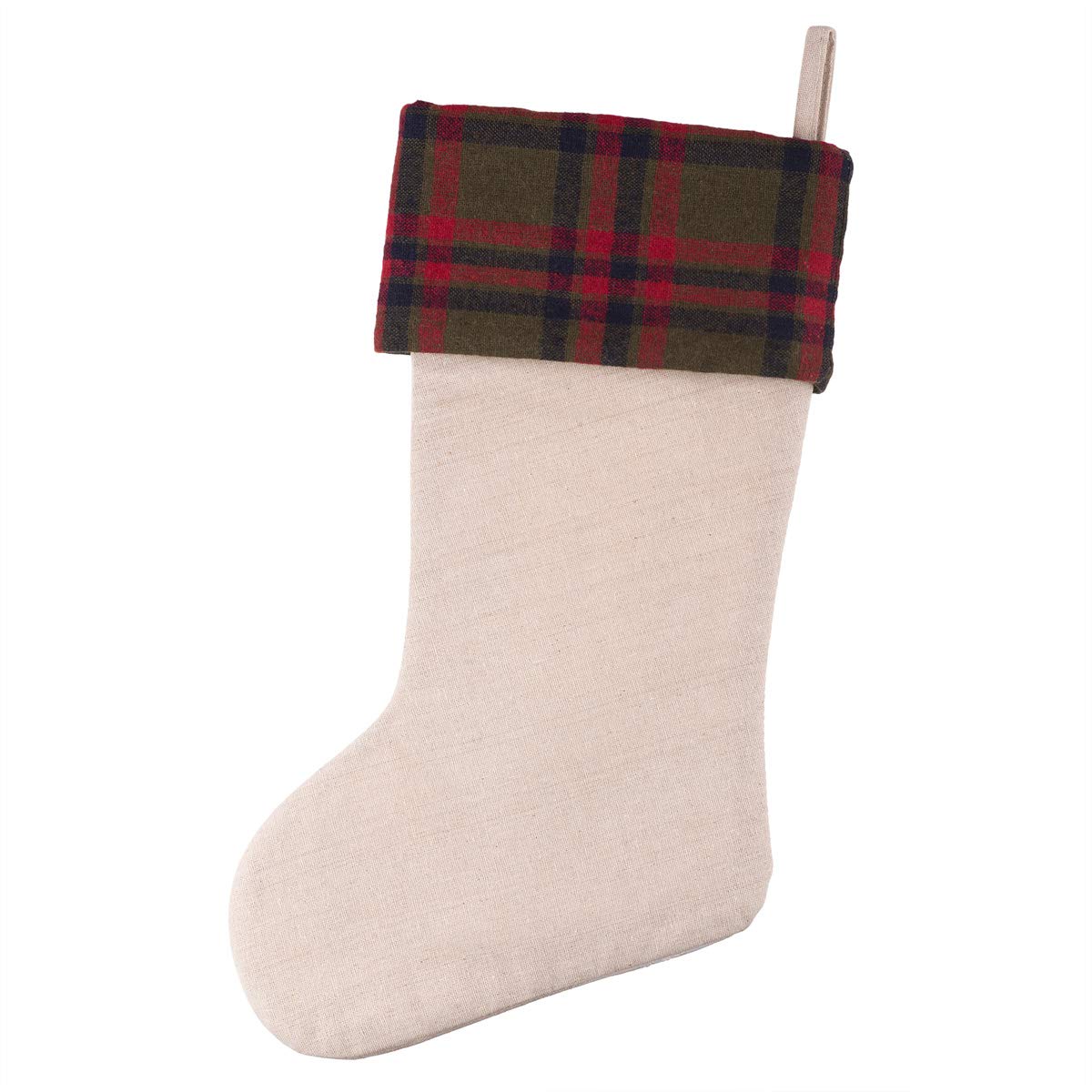 Nostalgia Christmas Stocking 20 Inch - 2 Pack Flannel Cuff for Holiday Decor