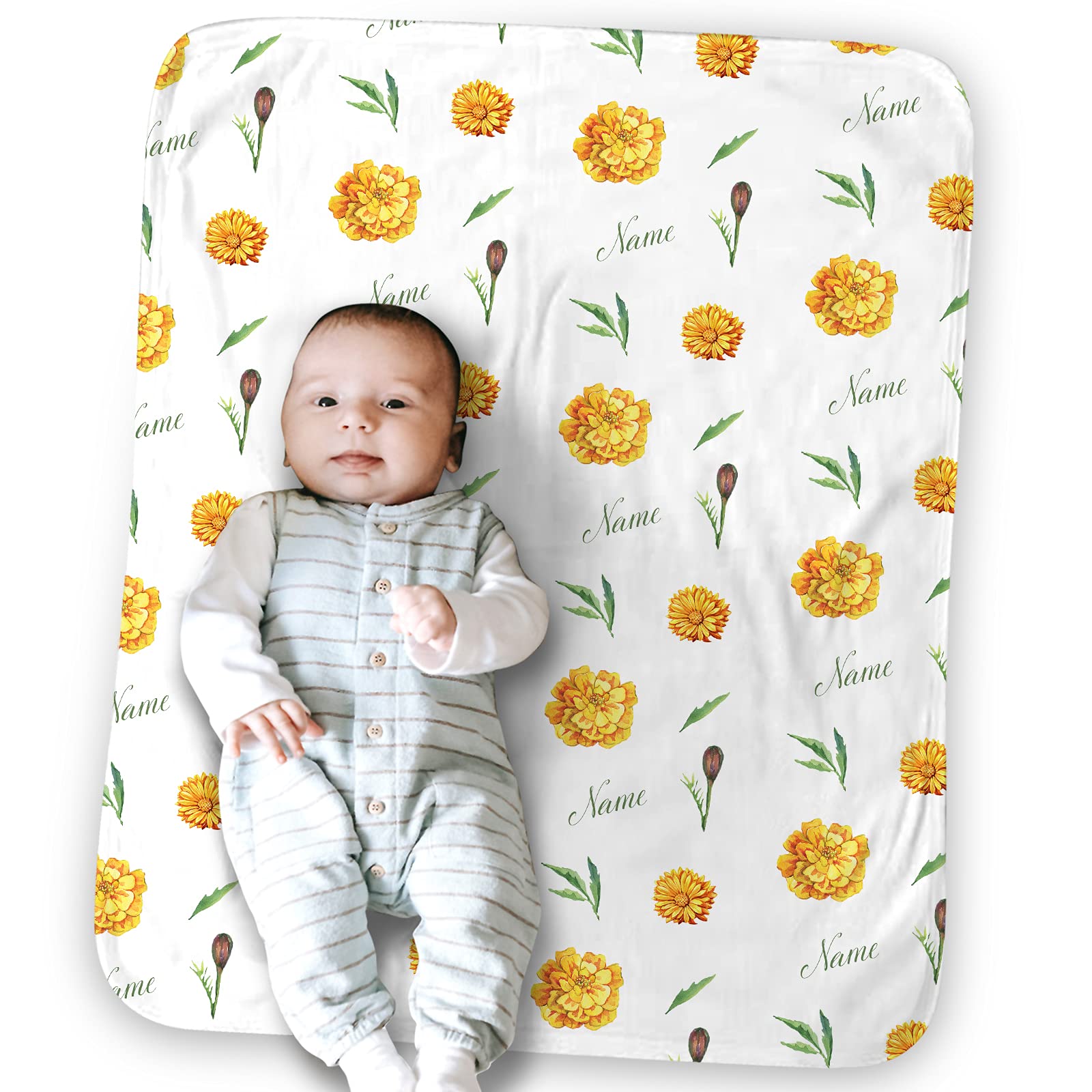 Personalized Baby Blanket with Name - Custom Embroidered Newborn Receiving Blanket for Girls & Boys - Ultra Soft Double Layer Plush Minky Dot Blanket 30x40 Inches - Perfect Christening Gift, Nursery Essential & Baby Shower Present