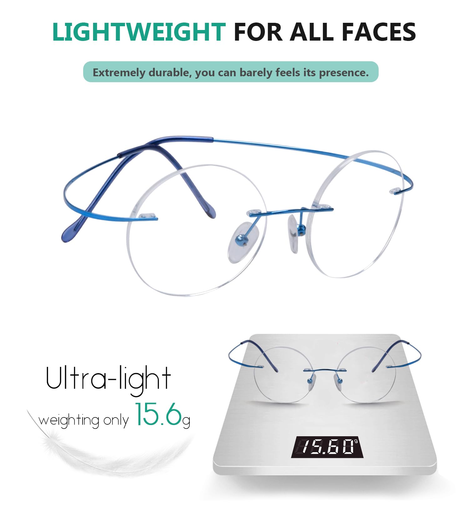 Titanium Rimless Round Reading Glasses for Men - Lightweight & Durable Eyewear - Perfect for Reading, Working, and Daily Use