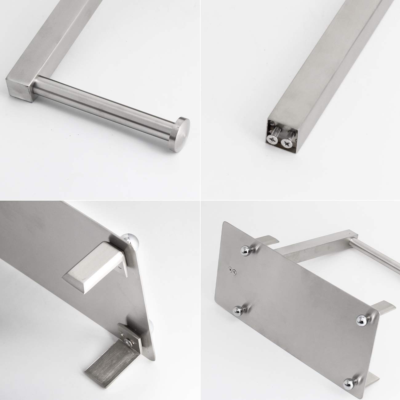 Stainless Steel Rectangular Tissue Box Cover with Toilet Paper Holder - Modern Brushed Finish Facial Tissue Dispenser for Bathroom, Vanity & Countertop | Perfect for Home, Office & Hotel Decor