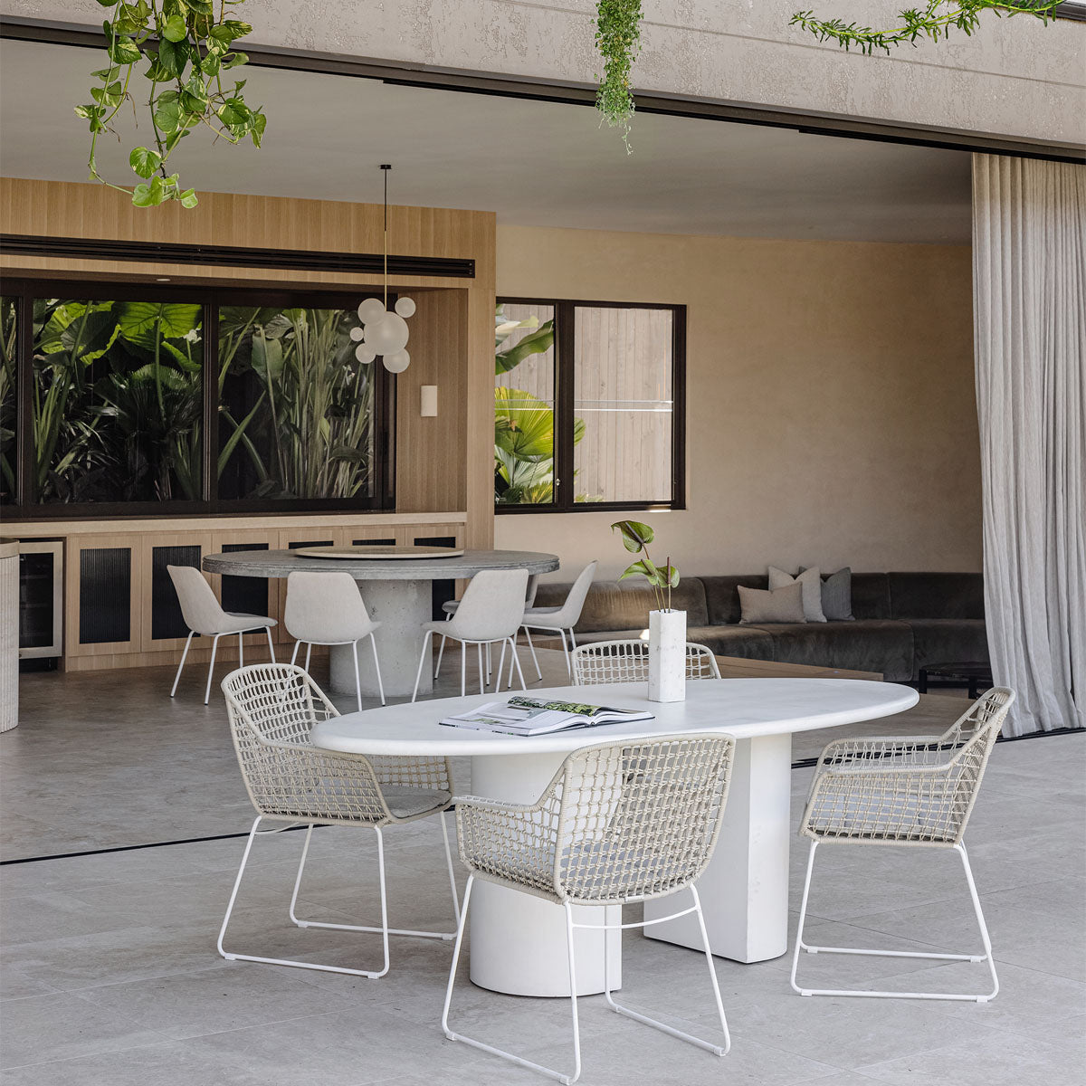 Cabana Link Dining Armchair - Modern Outdoor Patio Furniture for Dining Sets, Poolside Lounging & Garden Decor - Water-Resistant & Durable Wicker Design