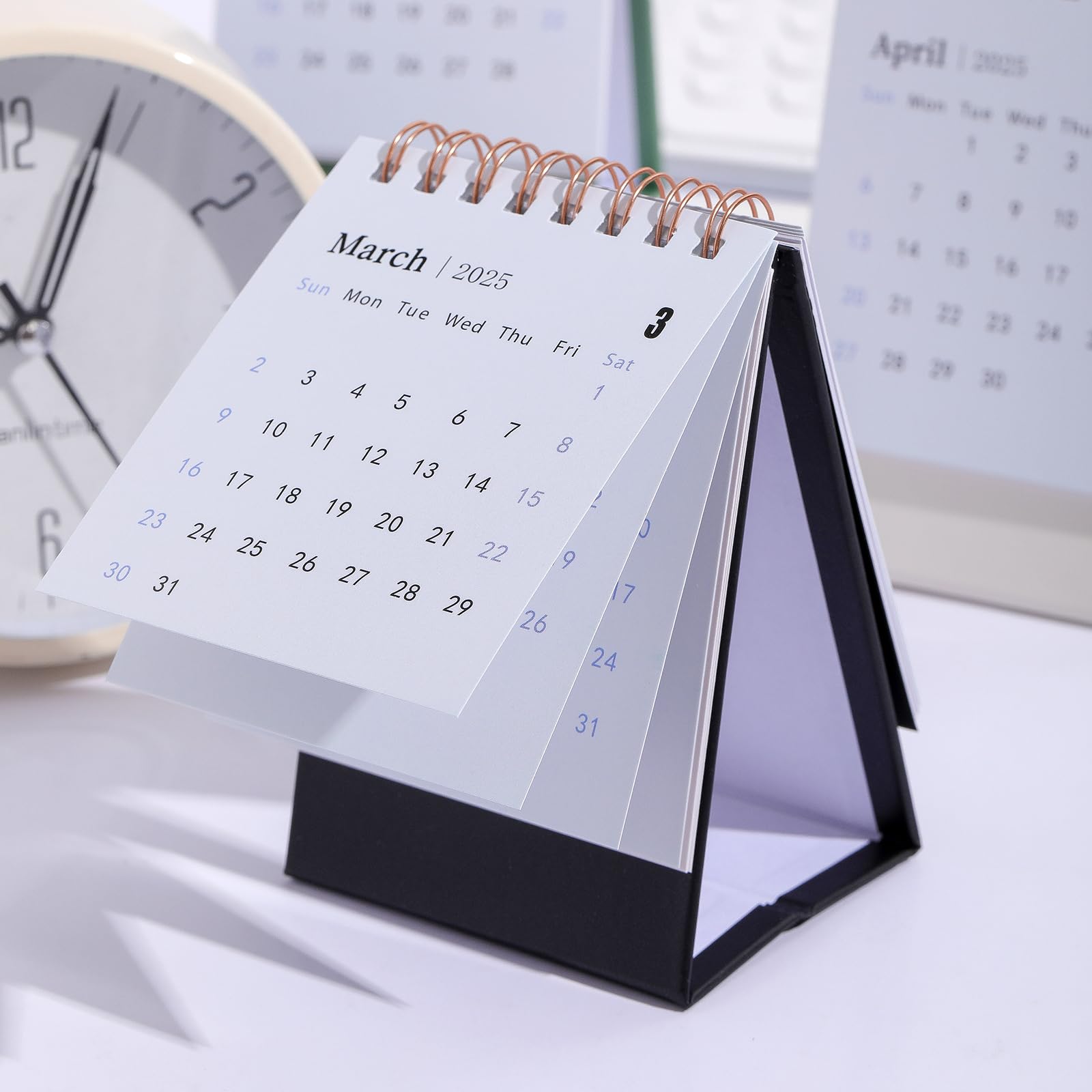 2025 Mini Desk Calendar - Standing Flip Monthly Planner with Thick Paper & Twin-Wire Binding - Perfect for Home, Office, or Gift (Black) | Compact Desktop Organizer for Productivity & Scheduling