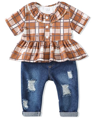 Short Plaid Brown Denim