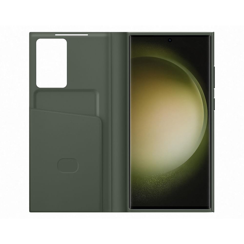 Samsung Galaxy S23 Ultra Smart View Wallet Case with Card Slot & Viewing Window - Khaki | Slim Protective Phone Cover for Credit Cards & ID | Perfect for Work, Travel & Everyday Use