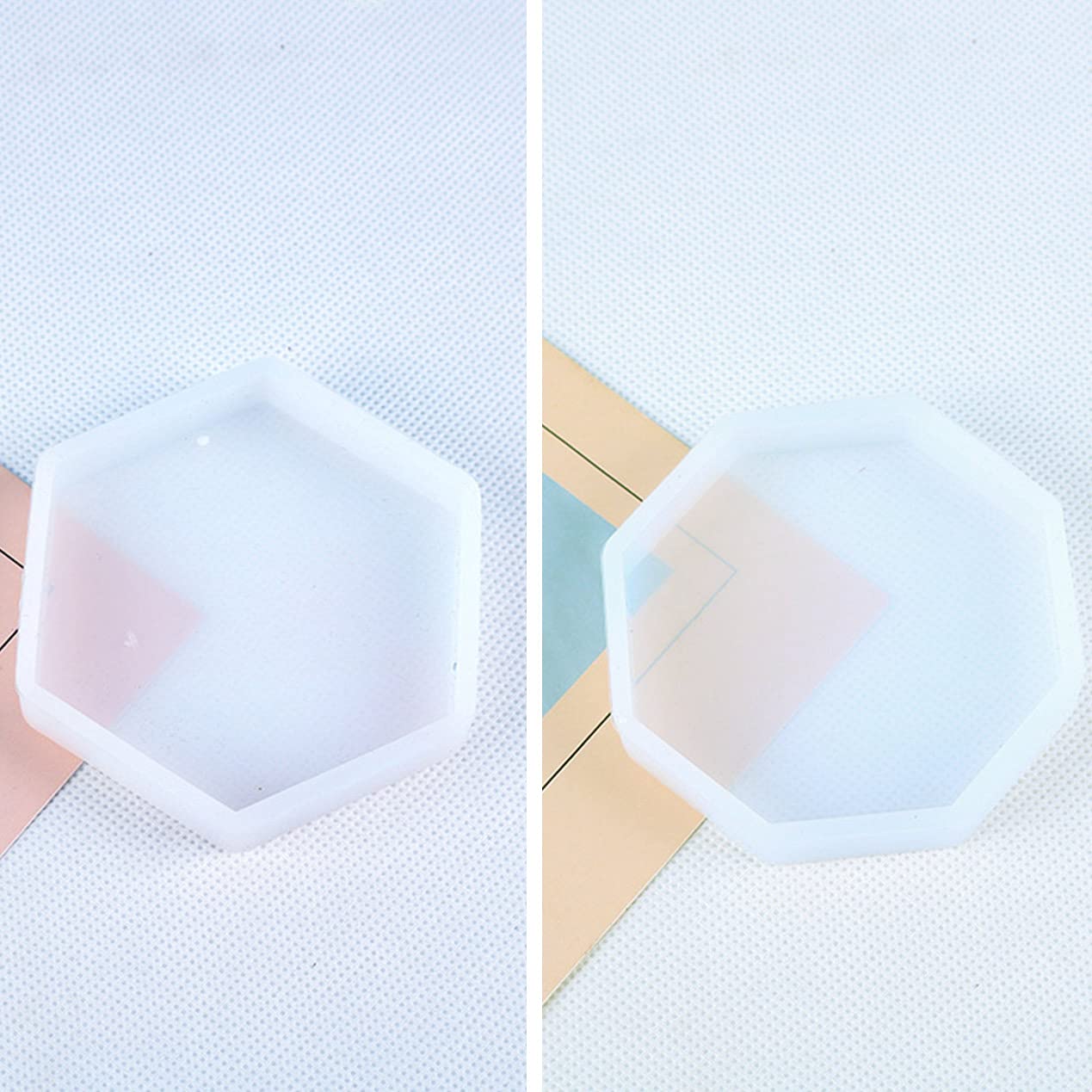 6 Pack Silicone Coaster Molds for Resin & Epoxy - Hexagon, Square, Round Shapes - DIY Resin, Concrete, Cement Casting - Perfect for Home Decor, Gift Making & Craft Projects