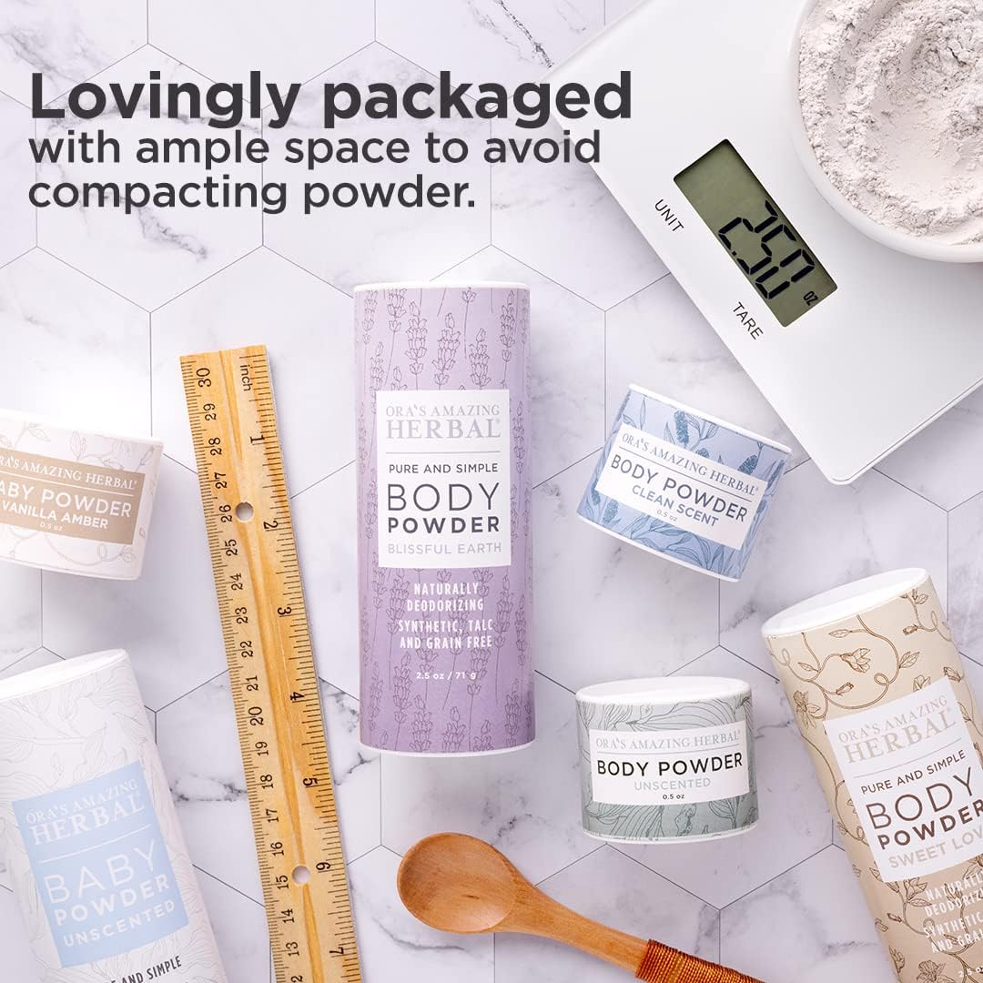 Fragrance-Free Body Powder for Women & Men | Unscented Talc-Free Dusting Powder | Cornstarch-Free for Waxing, Sugaring & Foot Care | Natural Dry Shampoo | Made in USA | Ora’s Amazing Herbal 2.5 oz – Ideal for Post-Waxing, Gym Bags & Daily Freshness