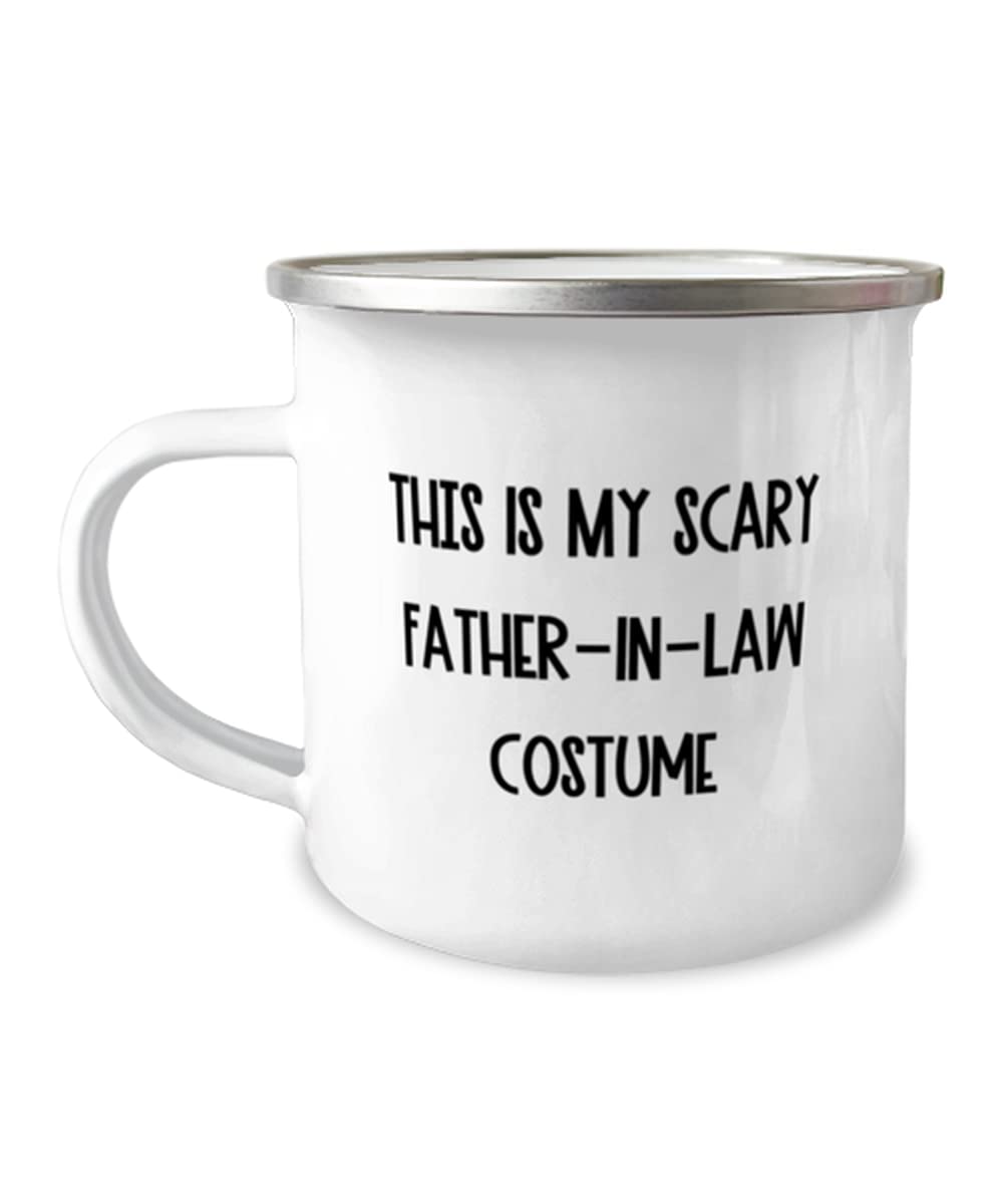 Scary Father-In-Law Costume 12oz Camping Mug - Funny Novelty Gift for Father's Day, Halloween & Outdoor Adventures - Perfect for Camping, BBQ Parties & Pranks