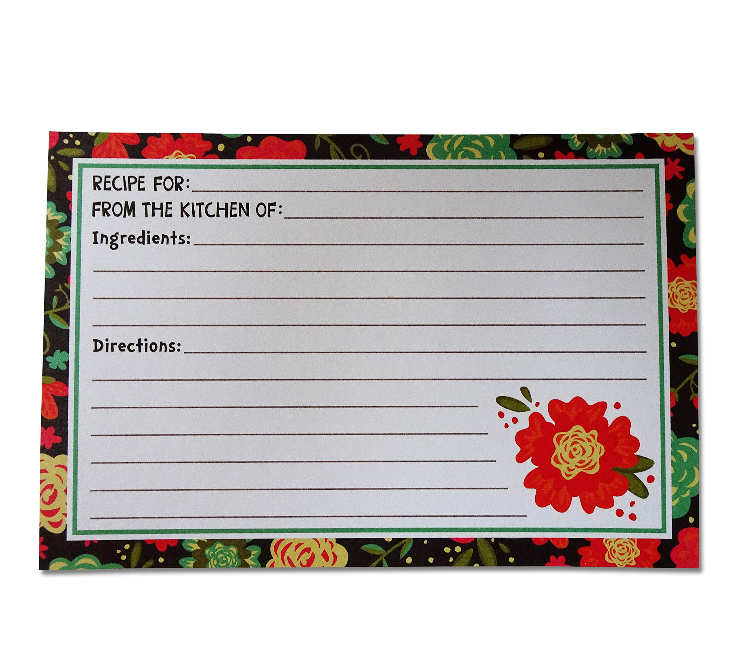 100+ Piece Recipe Box Set with Recipe Cards, Memo Pad, Kitchen Timer & Conversion Chart - Floral Design for Organized Cooking & Baking | Perfect Gift for Home Chefs & Food Lovers