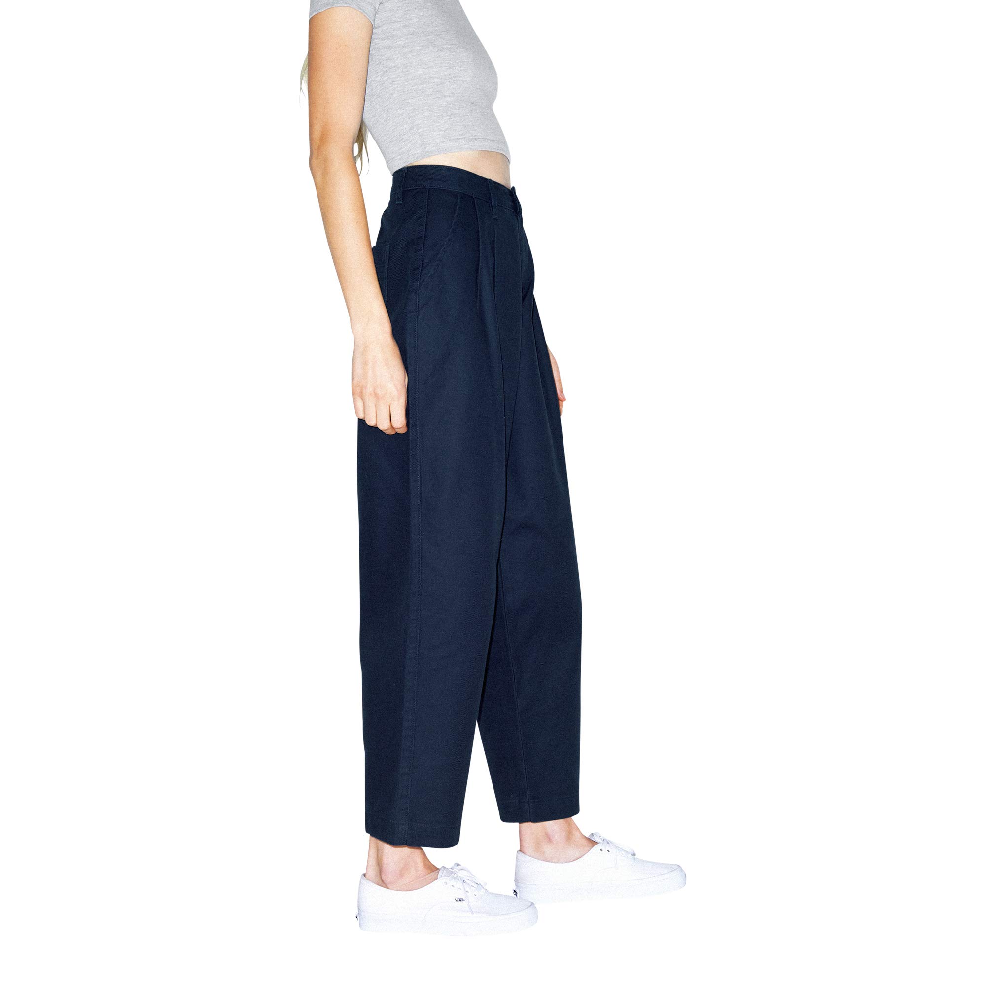 American Apparel Women's Twill Pleated Pants - High Waisted Office Trousers for Business Casual & Workwear Outfits