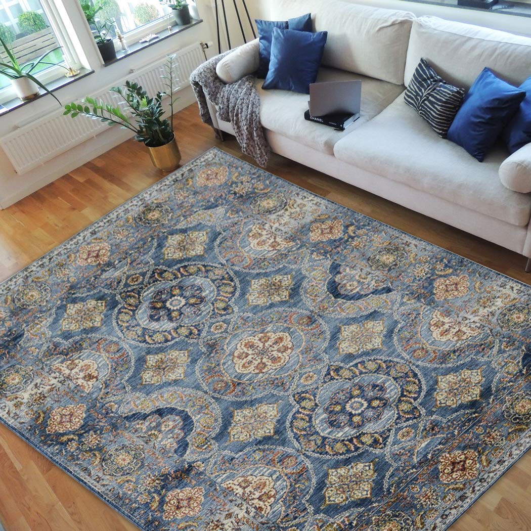 Vintage Oriental Persian Area Rug - Distressed Blue 5'x7' - Handmade Bijar Collection for Boho & Farmhouse Decor - Perfect for Living Room, Bedroom, or Office