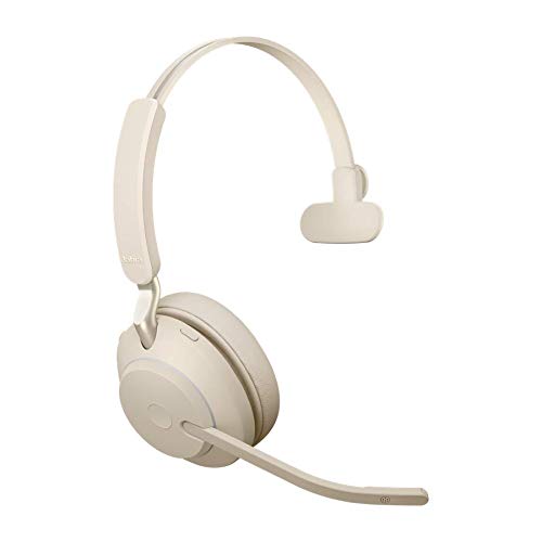 Jabra Evolve2 65 Wireless USB-C Mono Headset with Stand & Bluetooth Dongle - Compatible with Zoom, Webex, Skype, PC, Mac, Smartphones & Tablets - Ideal for Remote Work, Online Meetings & Call Centers (Model 26599-899-888)