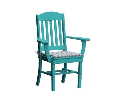 A & L Furniture Classic Dining Chair with Arms - Sturdy Wooden Dining Room Chair for Kitchen, Restaurant, and Home Decor