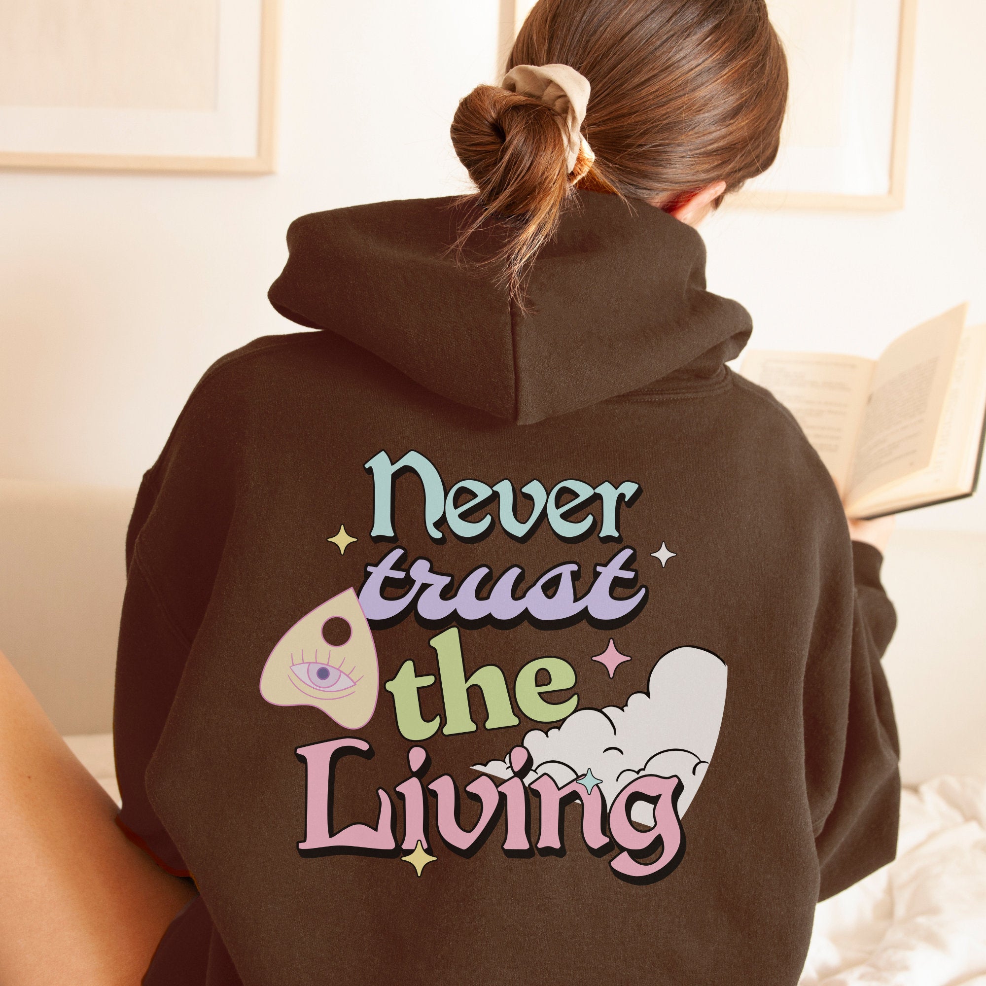 Never Trust the Living Lydia Deets Halloween T-Shirt | Pastel Halloween Costume Sweater Hoodie for Women & Men | Perfect for Halloween Parties, Cosplay & Gift Giving