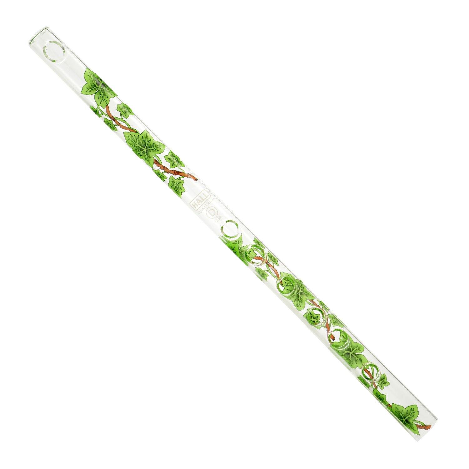 Hall Crystal Flute 11704 - G Key Inline Glass Flute with Green Ivy Design - Perfect for Orchestras, Solo Performances & Wedding Ceremonies