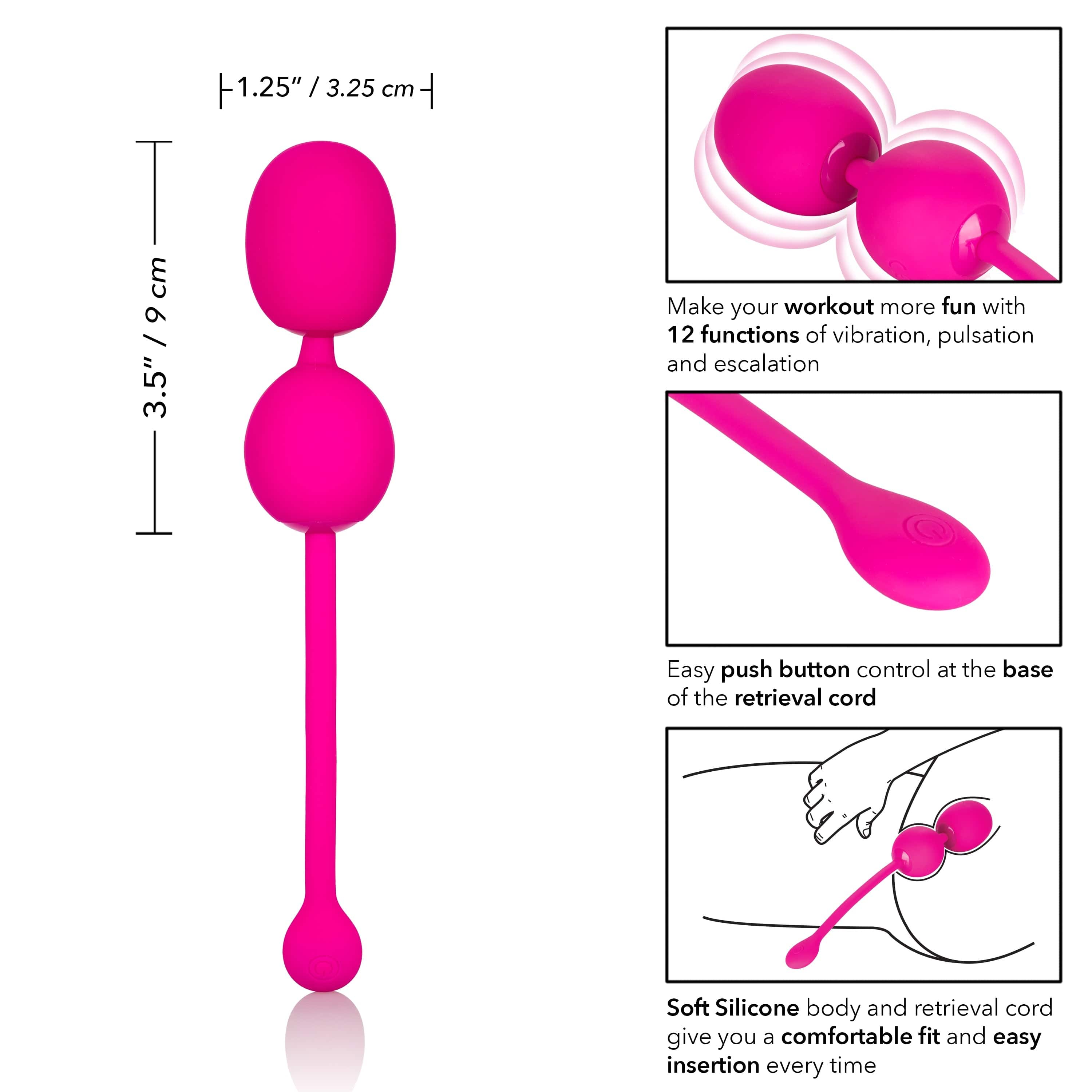 Rechargeable Dual Kegel Exerciser in Pink - Strengthen Pelvic Floor Muscles for Women's Health & Postpartum Recovery
