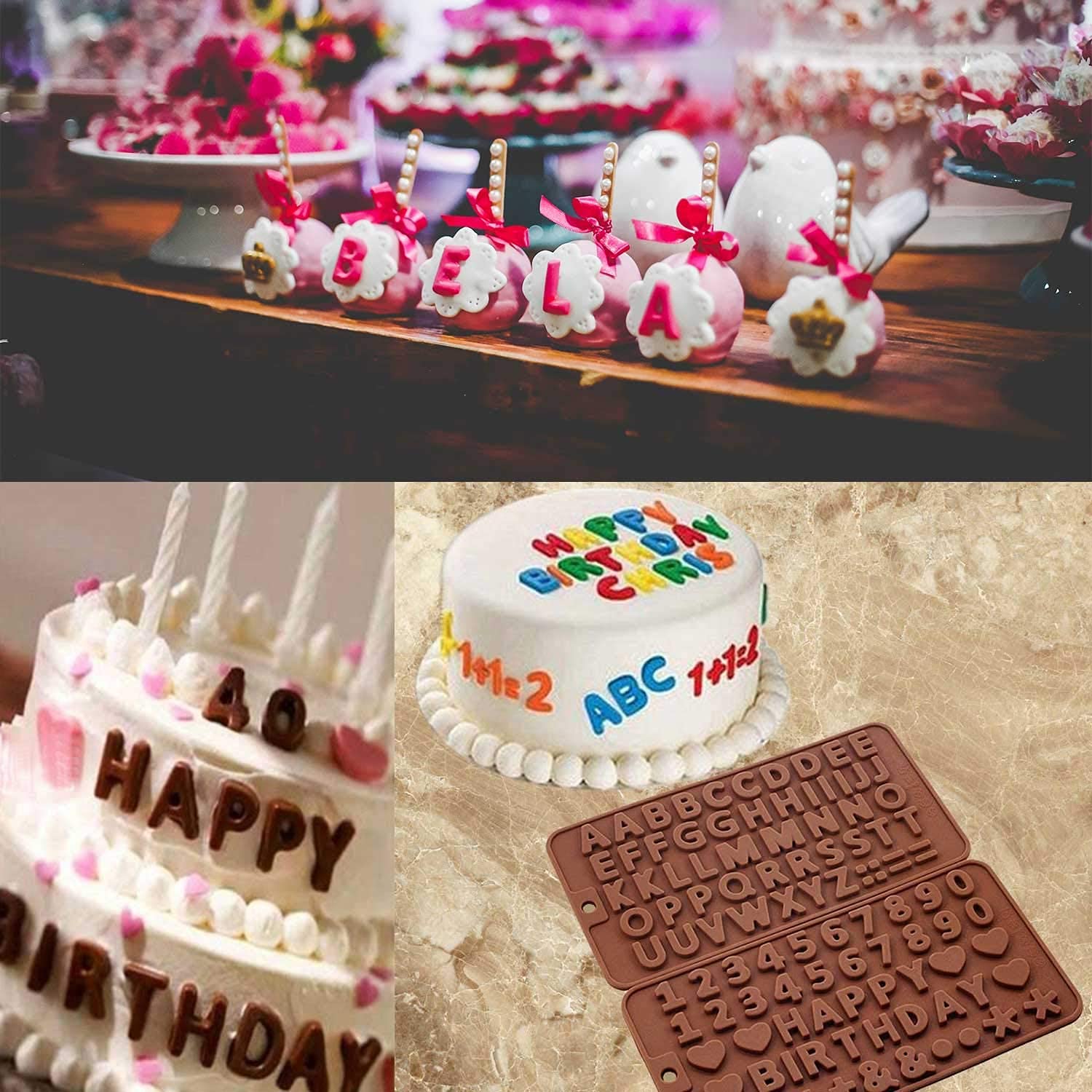 Premium Silicone Chocolate Molds Set - Diamond Heart Shaped Mousse Cake Trays, Letter & Number Molds for Valentine's Day Candy Making | Perfect for DIY Desserts, Baking, Party Favors & Gift Giving