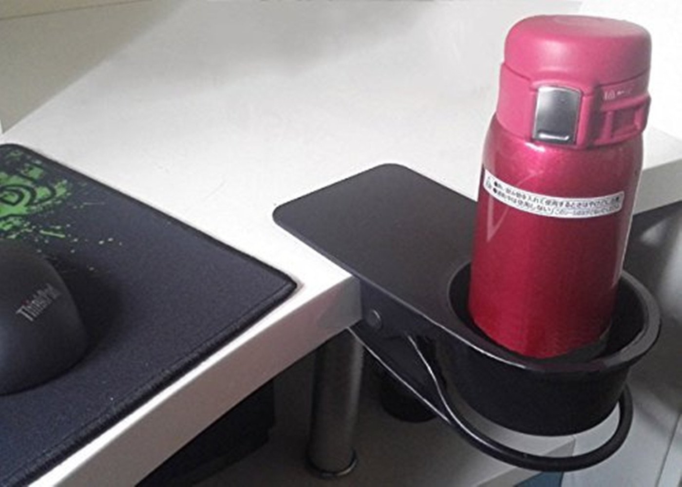 Sturdy Drink Cup Holder Clip for Home & Office - Adjustable Table Desk Side Mount for Water Bottles, Coffee Mugs & Beverage Cans | Perfect for Workstations, Study Desks & Car Use