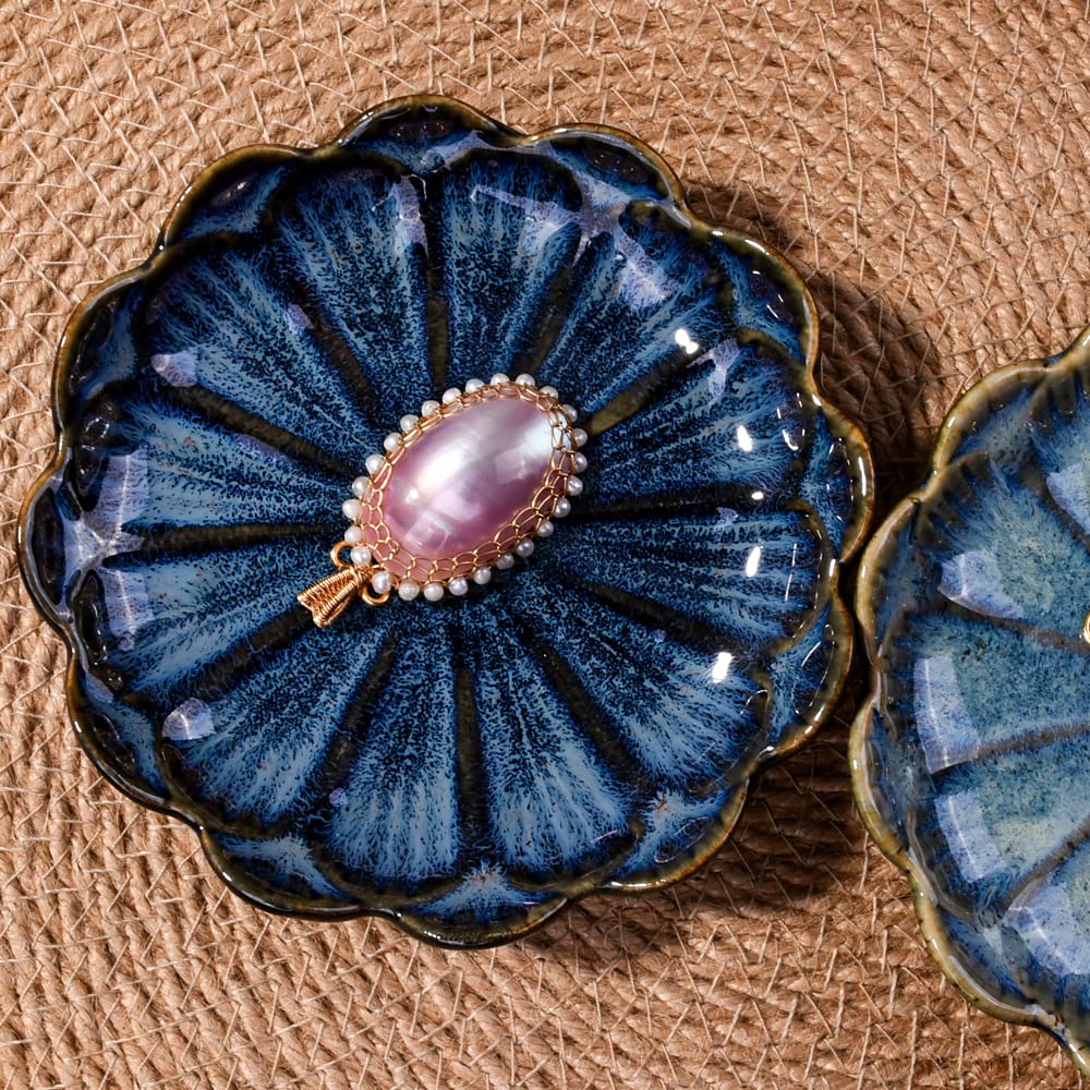 Vintage Lotus Jewelry Dish Set - Ring Holder for Wedding & Engagement Gifts (Blue/Green) - Perfect for Dresser & Vanity Organizing