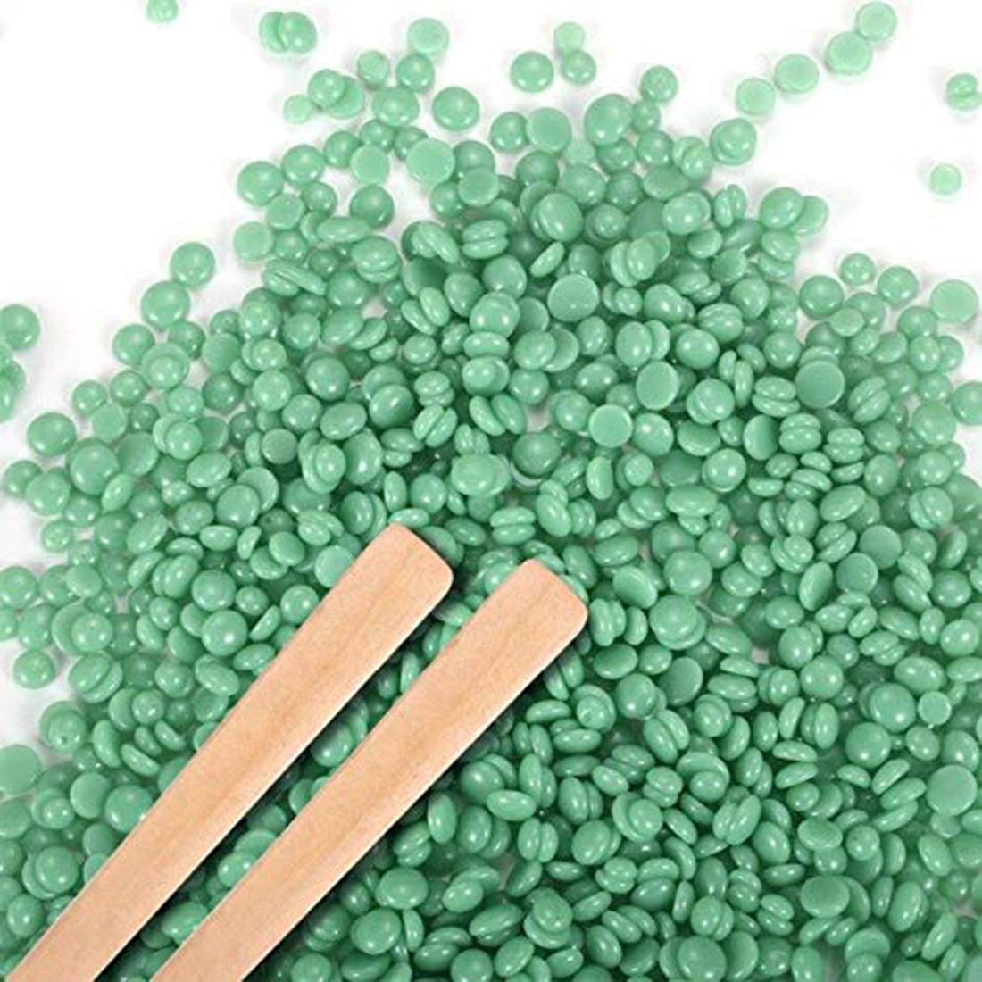 Bluejack Hard Wax Beans for Painless Hair Removal - 100g Bag with 3 Wax Spatulas (Aloe Vera Green) | Brazilian Waxing for Face, Eyebrows, Back, Chest, Bikini & Legs | At-Home Hair Removal Kit for Smooth Skin