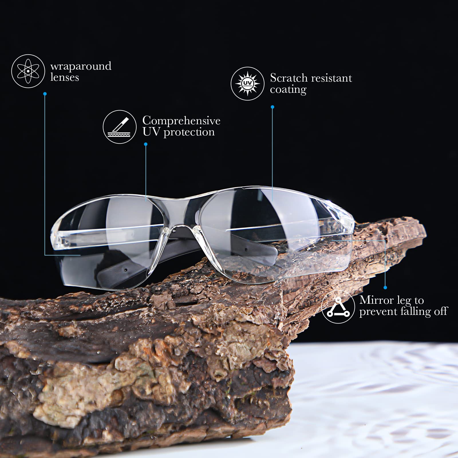 Queekay 30 Pairs Safety Glasses - ANSI Z87.1 Certified Protective Eyewear for Men & Women - Clear Anti-Fog Safety Goggles for Construction, Lab Work, Gardening & DIY Projects