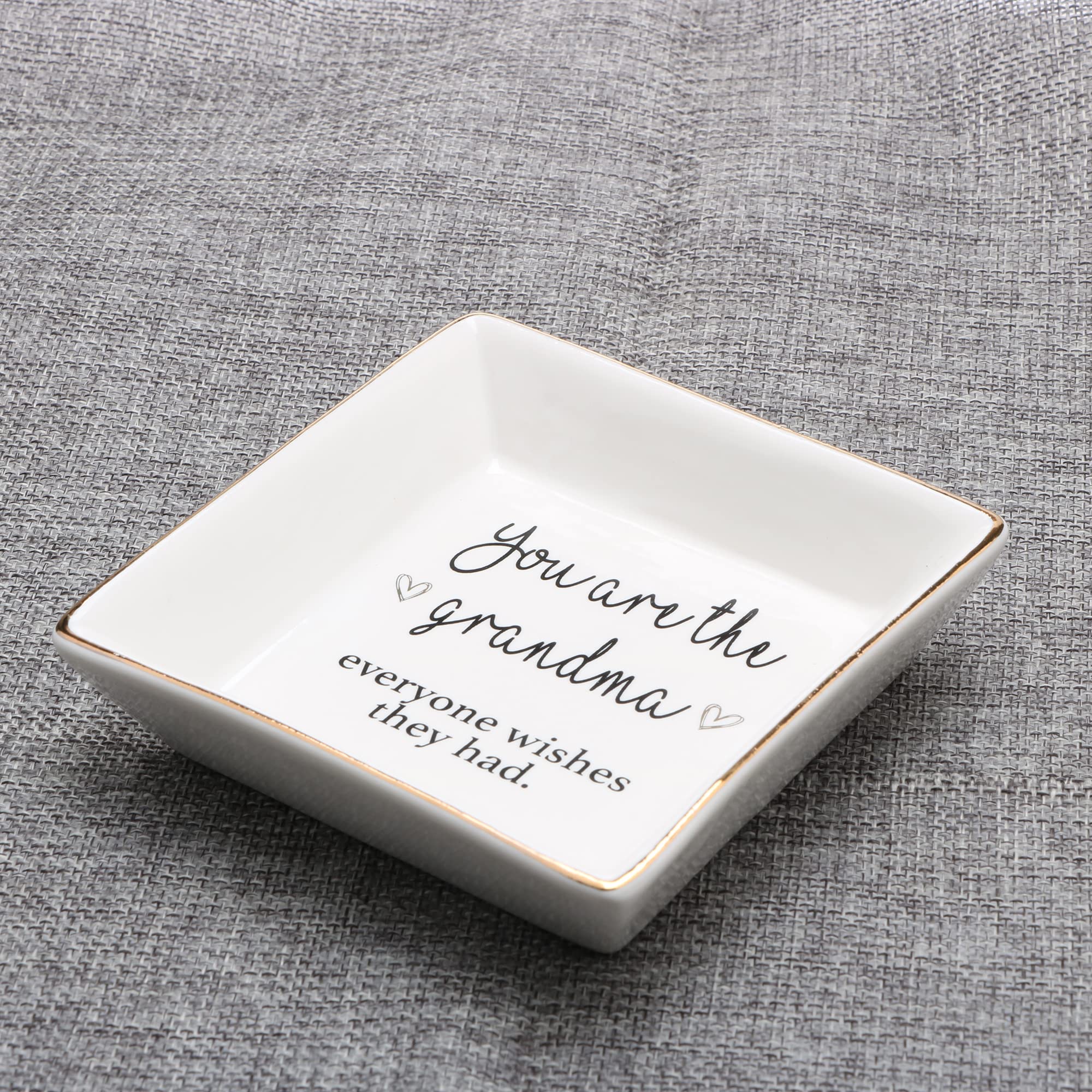 JoycuFF Ceramic Jewelry Dish - Elegant Trinket Tray & Ring Holder for Women | Unique Birthday, Mother's Day, Christmas Gifts for Grandma | Perfect for Bedside, Vanity & Bathroom Organization