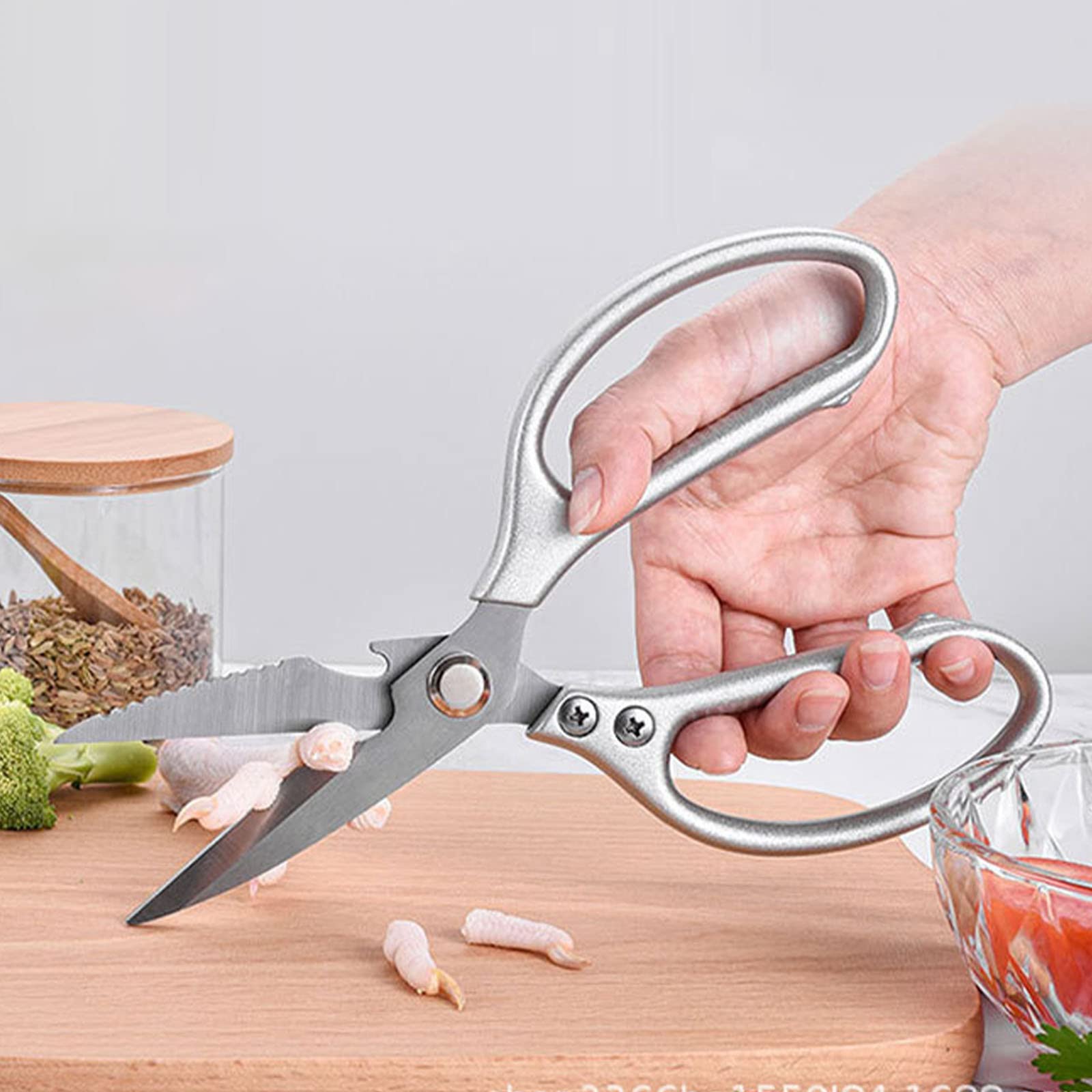 Lanhui Heavy Duty Stainless Steel Kitchen Scissors - Multi-Purpose Cooking Shears for Cutting Chicken, Poultry, Fish, Meat, Herbs, Vegetables & Bones - Perfect for Meal Prep, BBQ & Food Processing