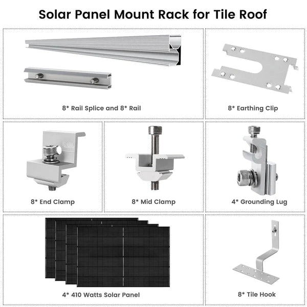 Nature's Generator 4 x 410 Watt Monocrystalline Solar Panels with Mounting Rack Kit | High-Efficiency Renewable Energy System for Home, RV & Off-Grid Power