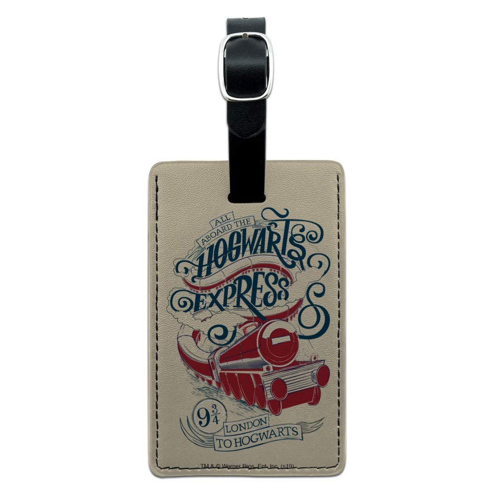Harry Potter Hogwarts Express Leather Luggage Tag - Rectangle Carry-On ID Tag for Suitcases & Bags - Perfect for Travel, Cosplay & Harry Potter Fans