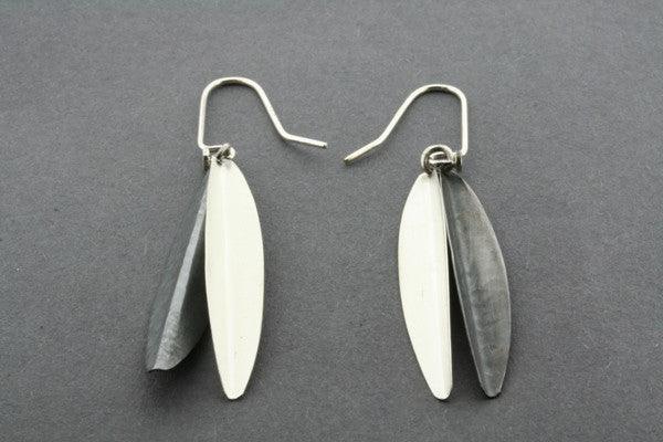 Angled Silver Oxidized Earrings for Women - Trendy Boho Dangle Hoop Earrings for Everyday Wear & Special Occasions