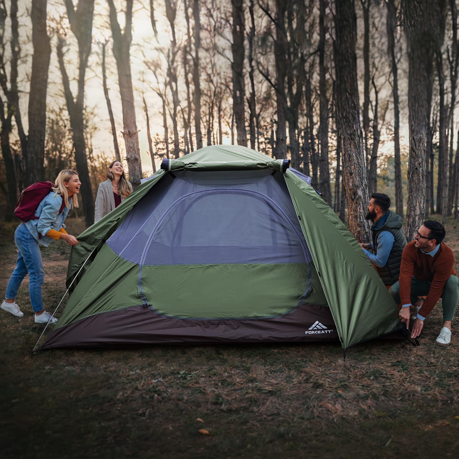 Forceatt 2/3/4 Person Lightweight Backpacking Tent - Waterproof & Windproof Camping Tent for Outdoor Adventures, Hiking, Mountaineering - Perfect for Family Camping Trips and Backcountry Exploration