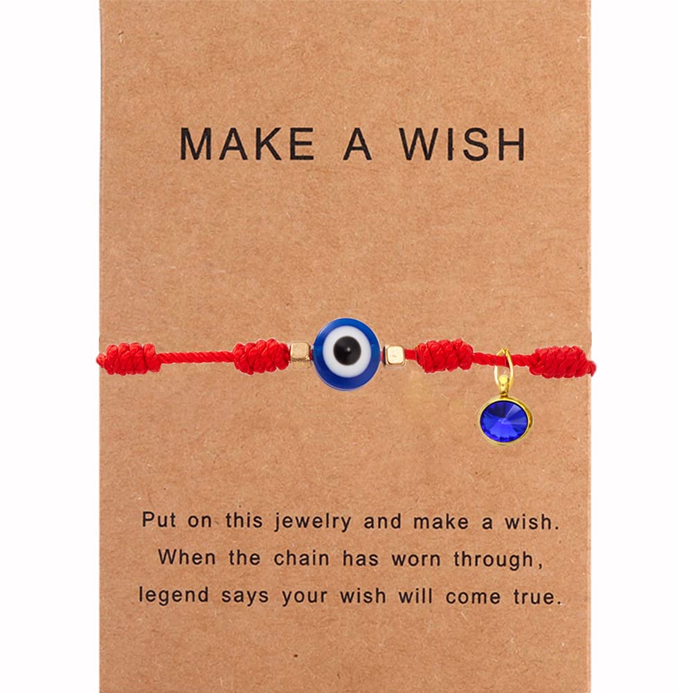 Evil Eye Bracelet for Women & Men - Lucky Charm Crystal Zirconia Birthstone Anklet with Red Rope - Protection Jewelry for Teens, Gift for Birthday, Travel & Daily Wear