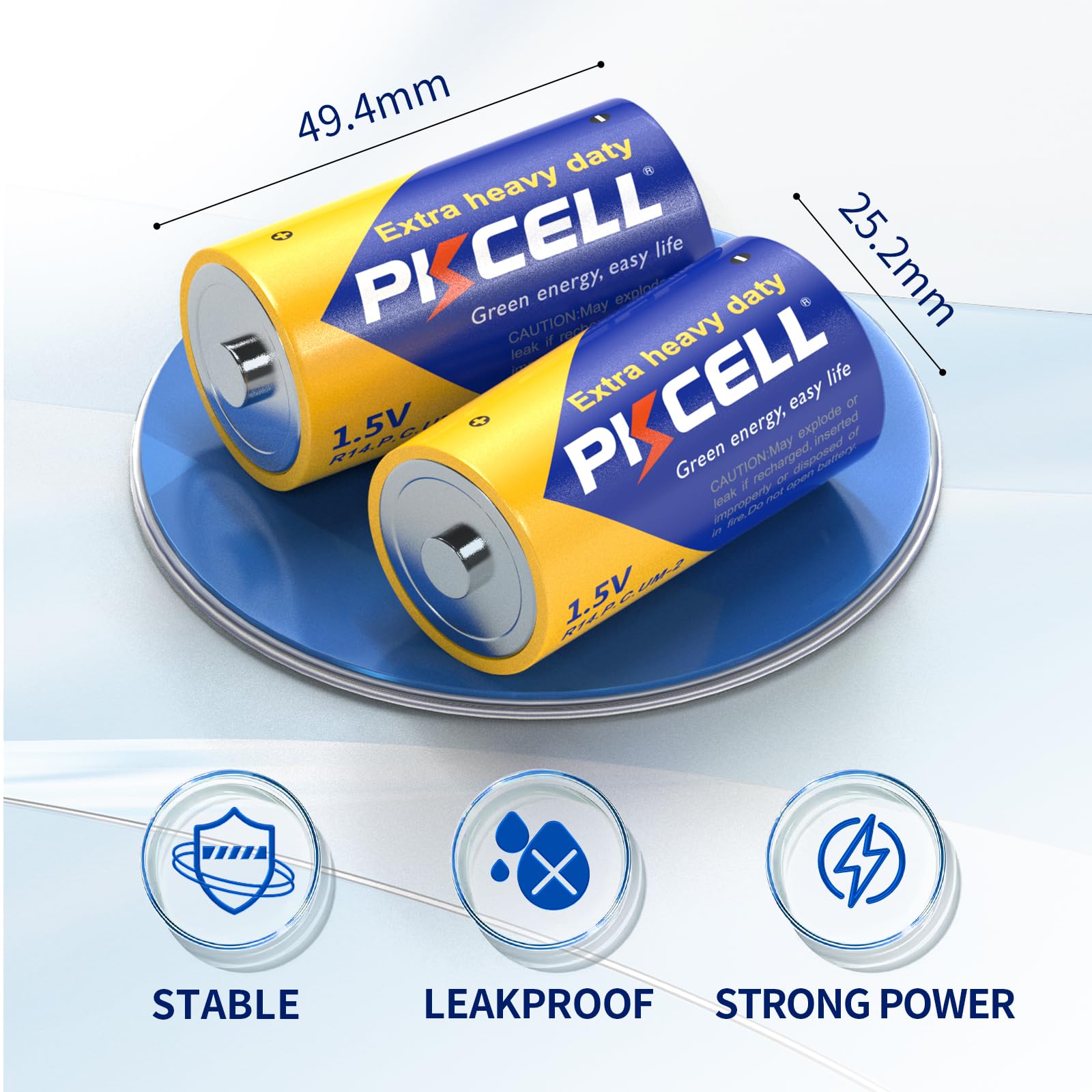PKCELL C Batteries 12 Pack - 1.5V High-Performance Alkaline Batteries with Long-Lasting Power for Flashlights, Toys, Radios & Household Devices