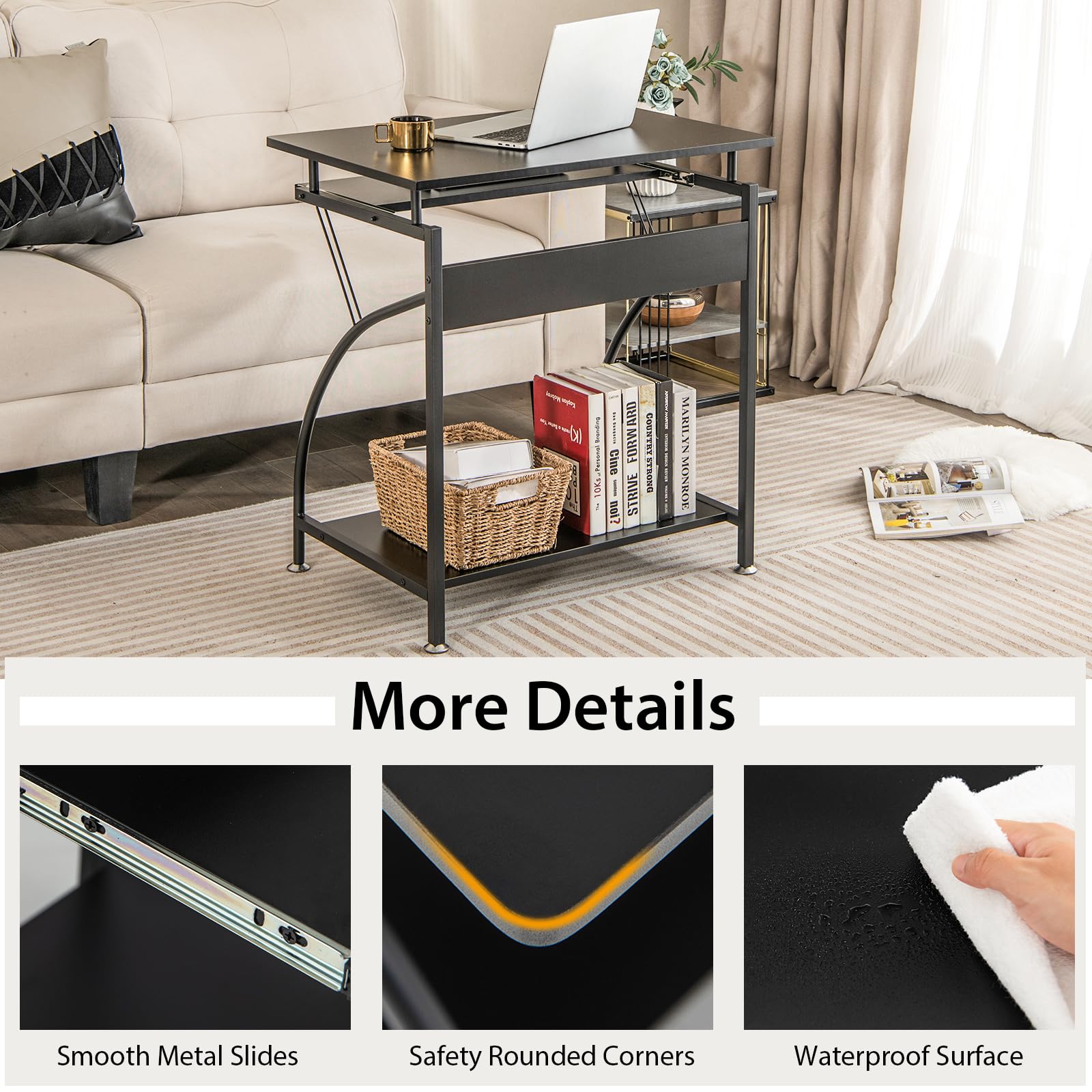 Tangkula Compact Computer Desk with Keyboard Tray & CPU Stand - Home Office Workstation, Study Writing Desk for Small Spaces, Portable PC Laptop Table for Bedroom - Perfect for Remote Work, Gaming & Small Apartment Living